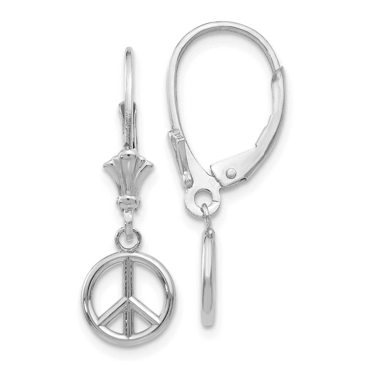 Peace Symbol Leverback Earrings 14k White Gold 3-D TF1788W, MPN: TF1788W, 883957984681