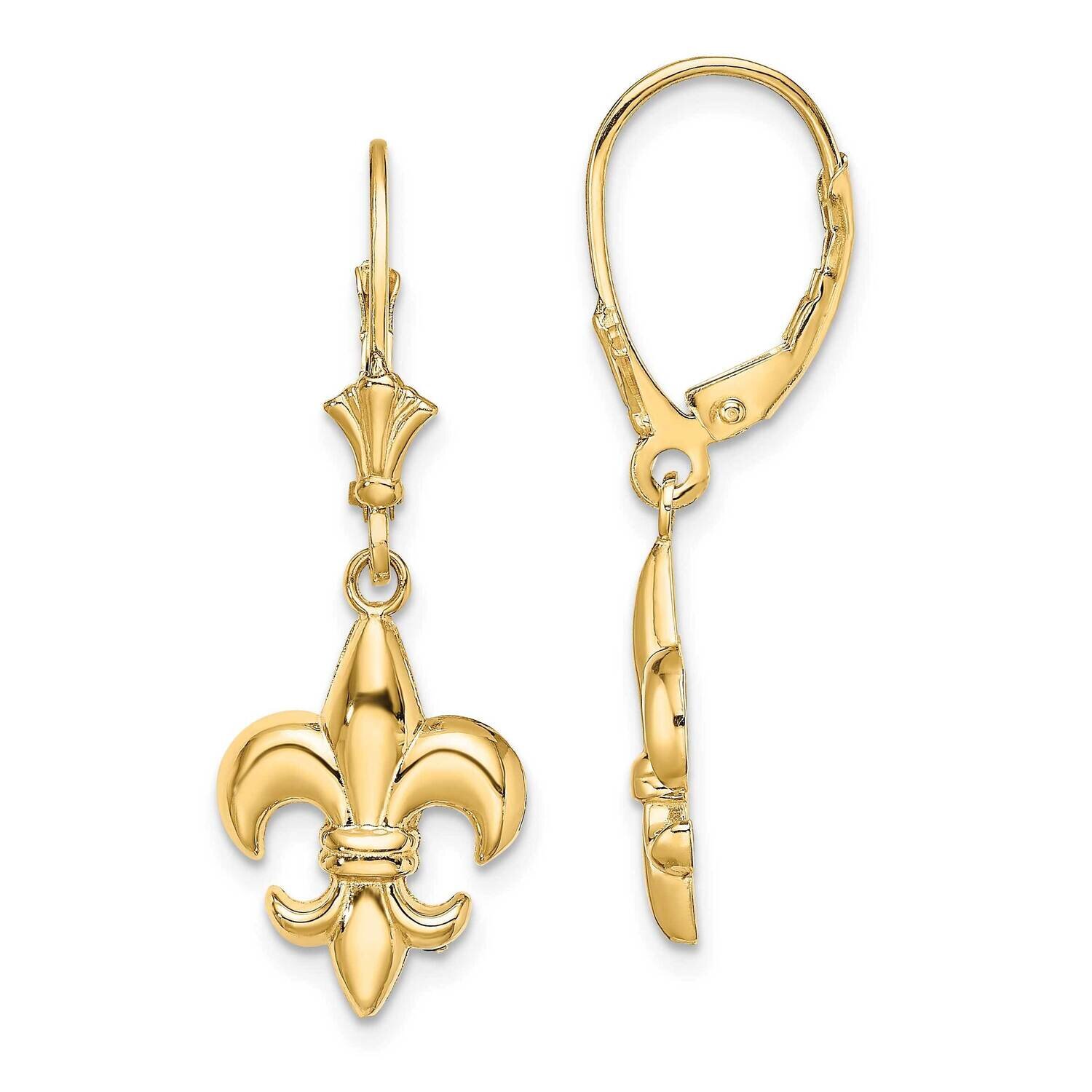 Small Fleur-De-Lis Leverback Earrings 14k Gold TF1794