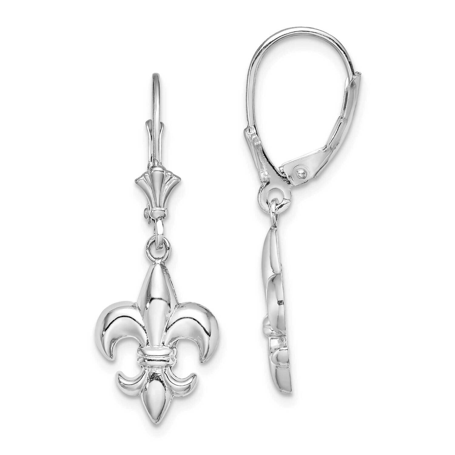 Small Fleur-De-Lis Leverback Earrings 14k White Gold TF1794W