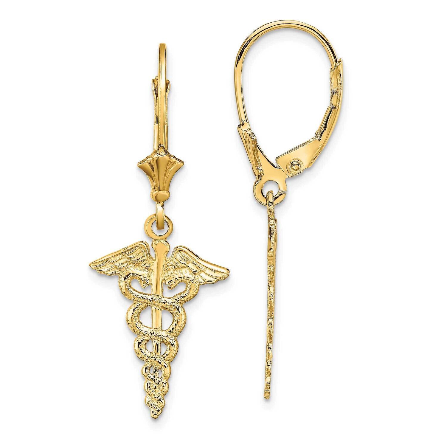 Caduceus Leverback Earrings 14k Gold TF1800, MPN: TF1800, 637218177110