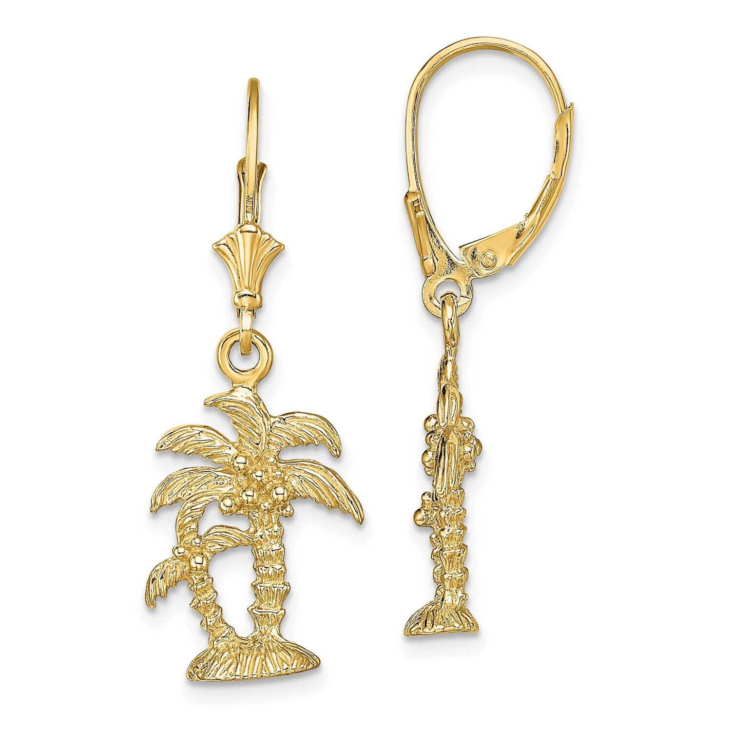 Palm Tree Leverback Earrings 14k Gold TF1807, MPN: TF1807, 637218177189