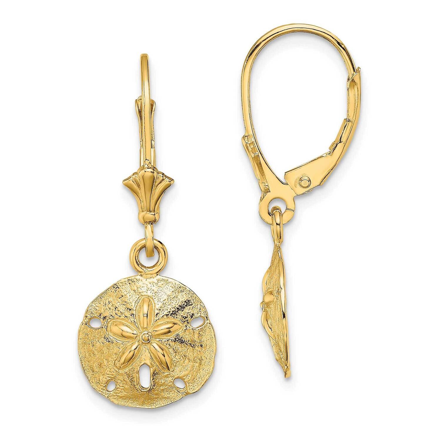 Sand Dollar Leverback Earrings 14k Gold Polished TF1816, MPN: TF1816, 637218177271