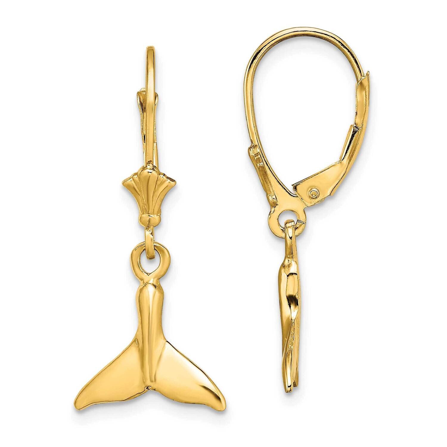 Small Whale Tail Leverback Earrings 14k Gold TF1821, MPN: TF1821, 637218177325