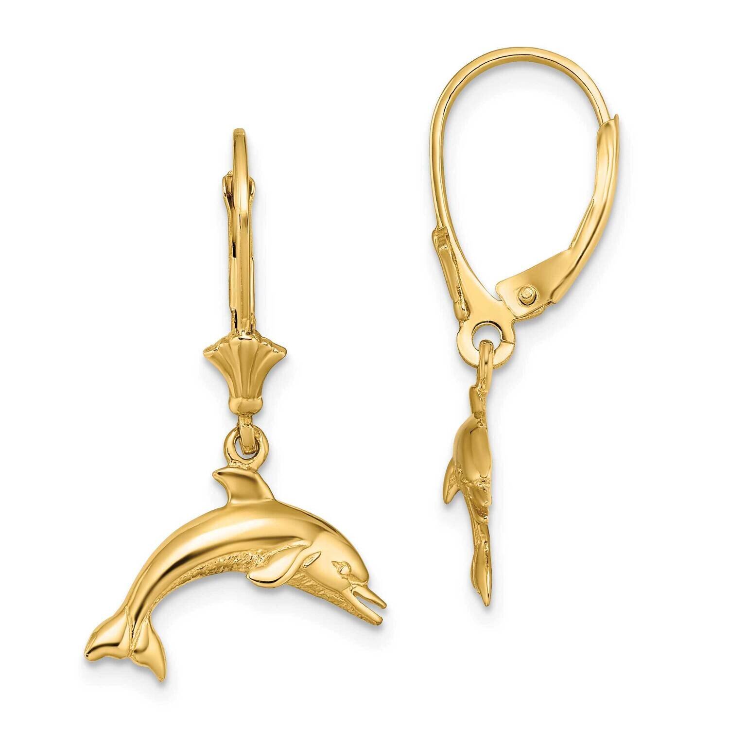 Jumping Dolphin Leverback Earrings 14k Gold TF1828, MPN: TF1828, 637218177400
