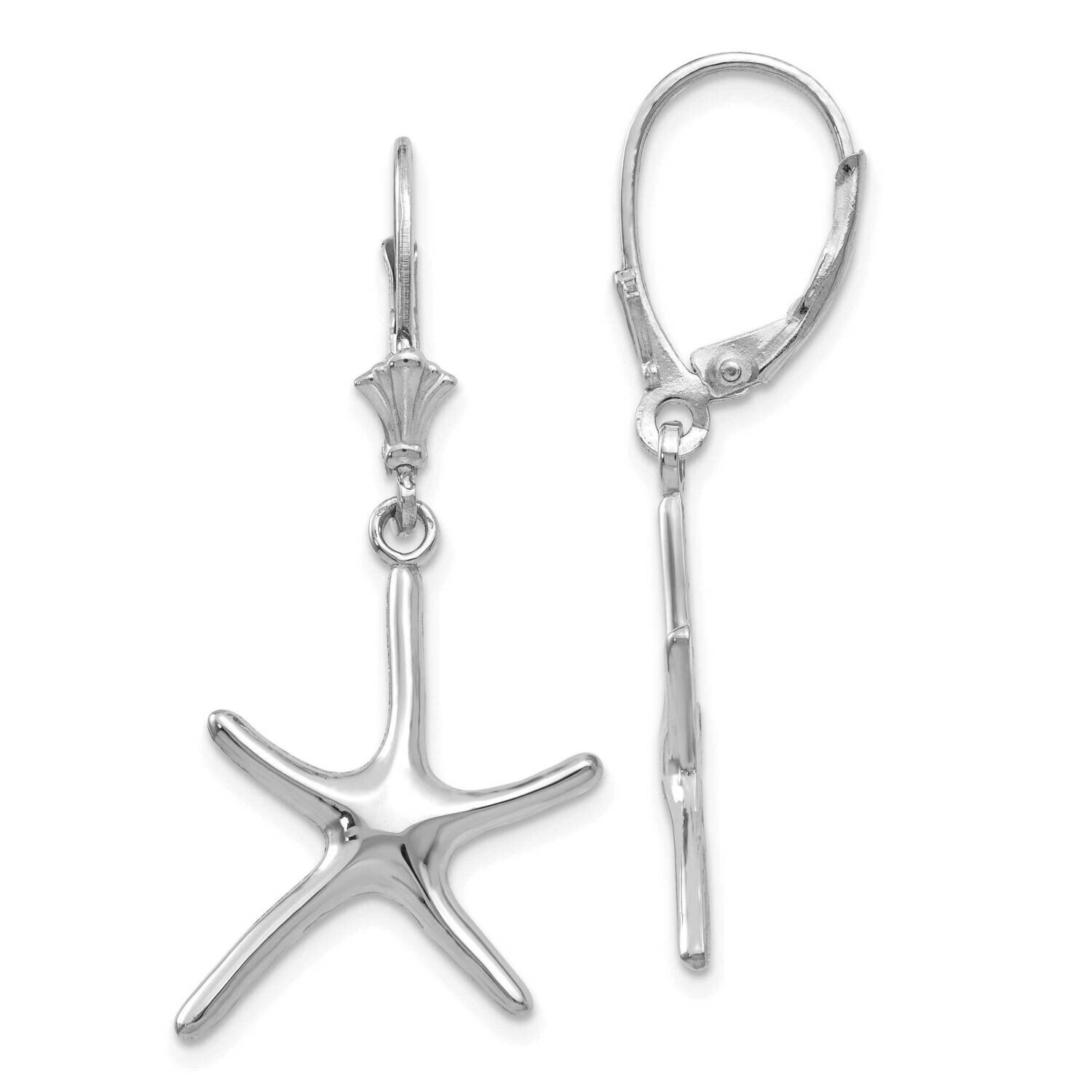 Dancing Starfish (1of2) Leverback Earrings 14k White Gold TF1840W