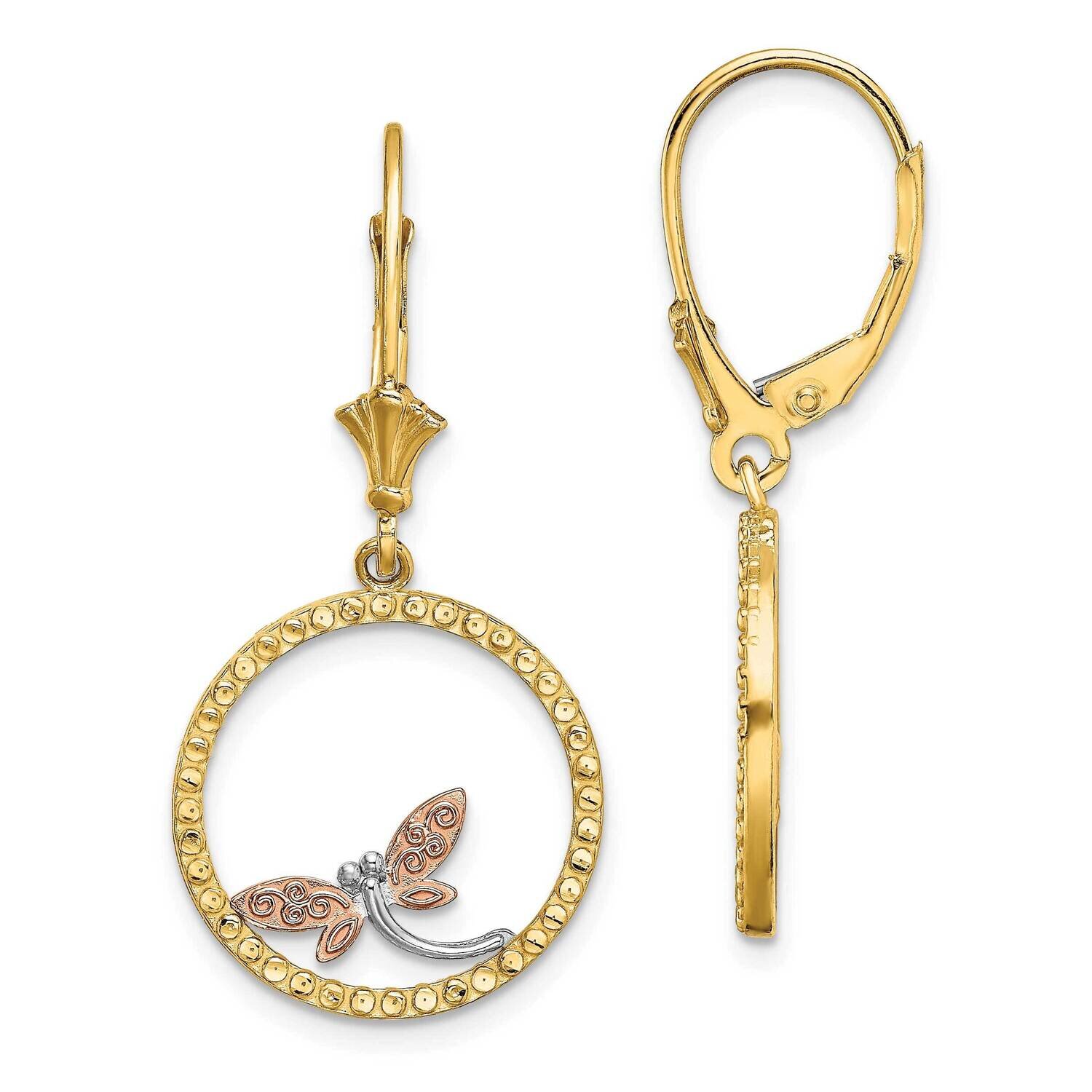 Rh Dragonfly Earrings 14k Two-tone Gold Diamond-cut TF1860, MPN: TF1860, 637218131914