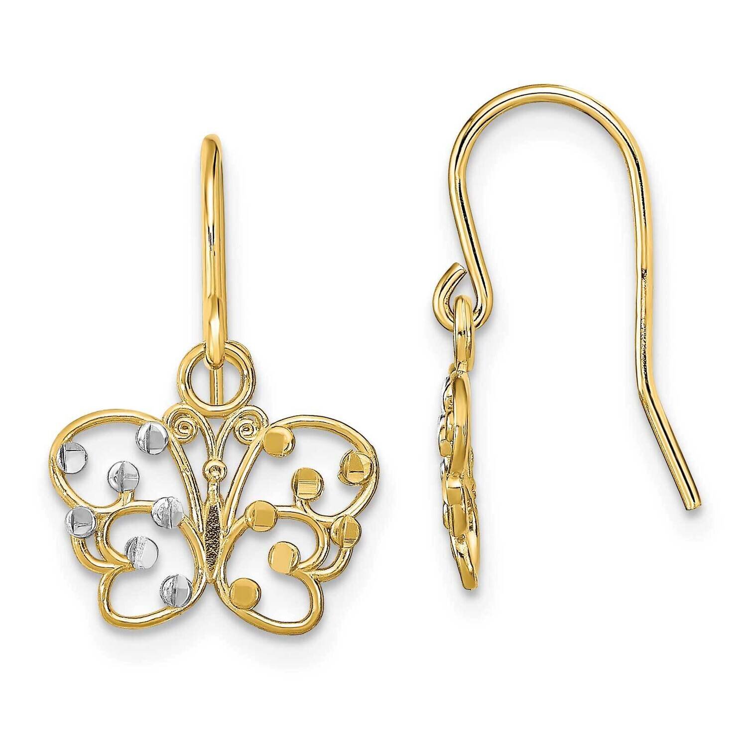 Butterfly Wire Earrings 14k Gold Rhodium Diamond-cut TF1869