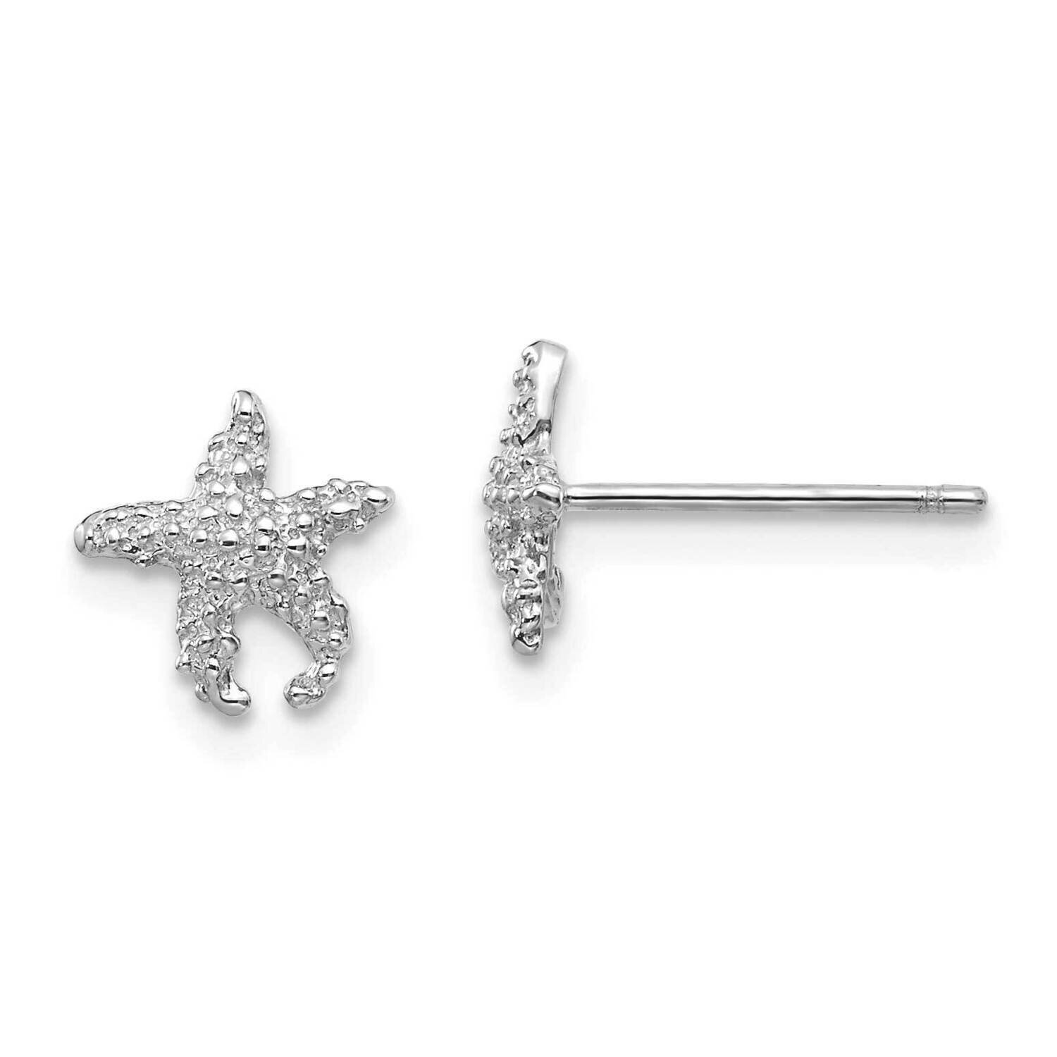 Textured Starfish Post Earrings 14k White Gold Polished TM765W