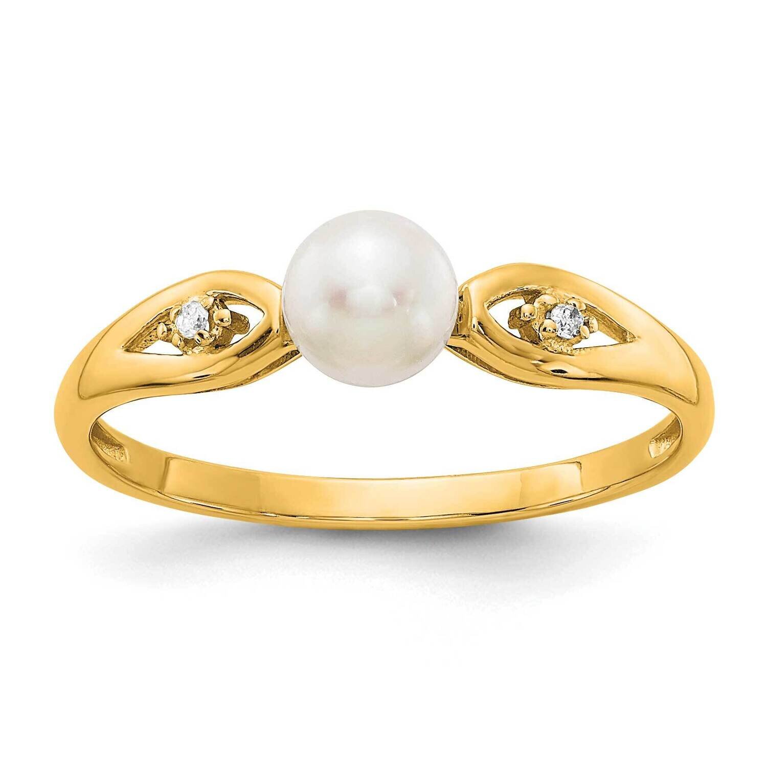 Genuine Fw Cultured Pearl Diamond Ring 14k Gold XBS593, MPN: XBS593, 196904022092