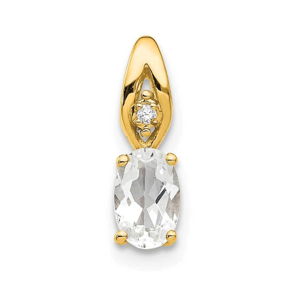 White Topaz Diamond Pendant 14k Gold XBS601