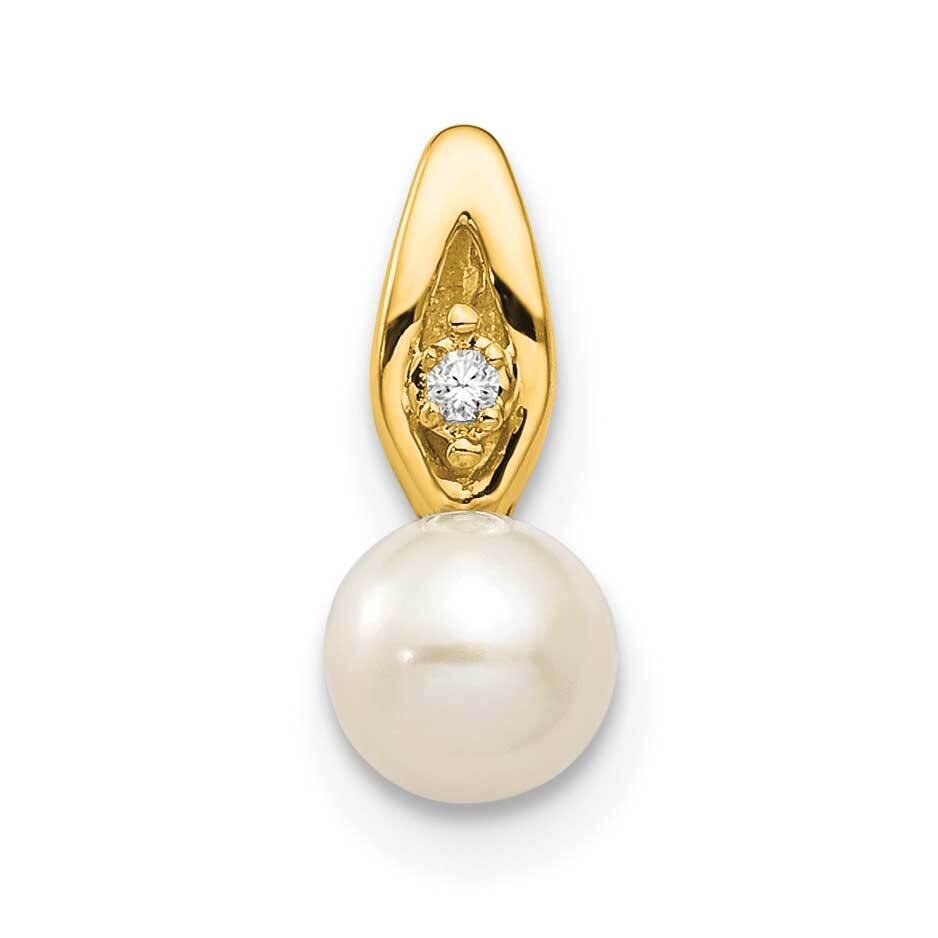 Genuine Fw Cultured Pearl Diamond Pendant 14k Gold XBS603