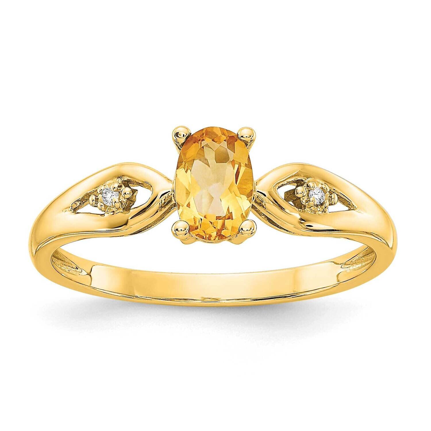 Citrine Diamond Ring 14k Gold XBS608, MPN: XBS608, 196904021842