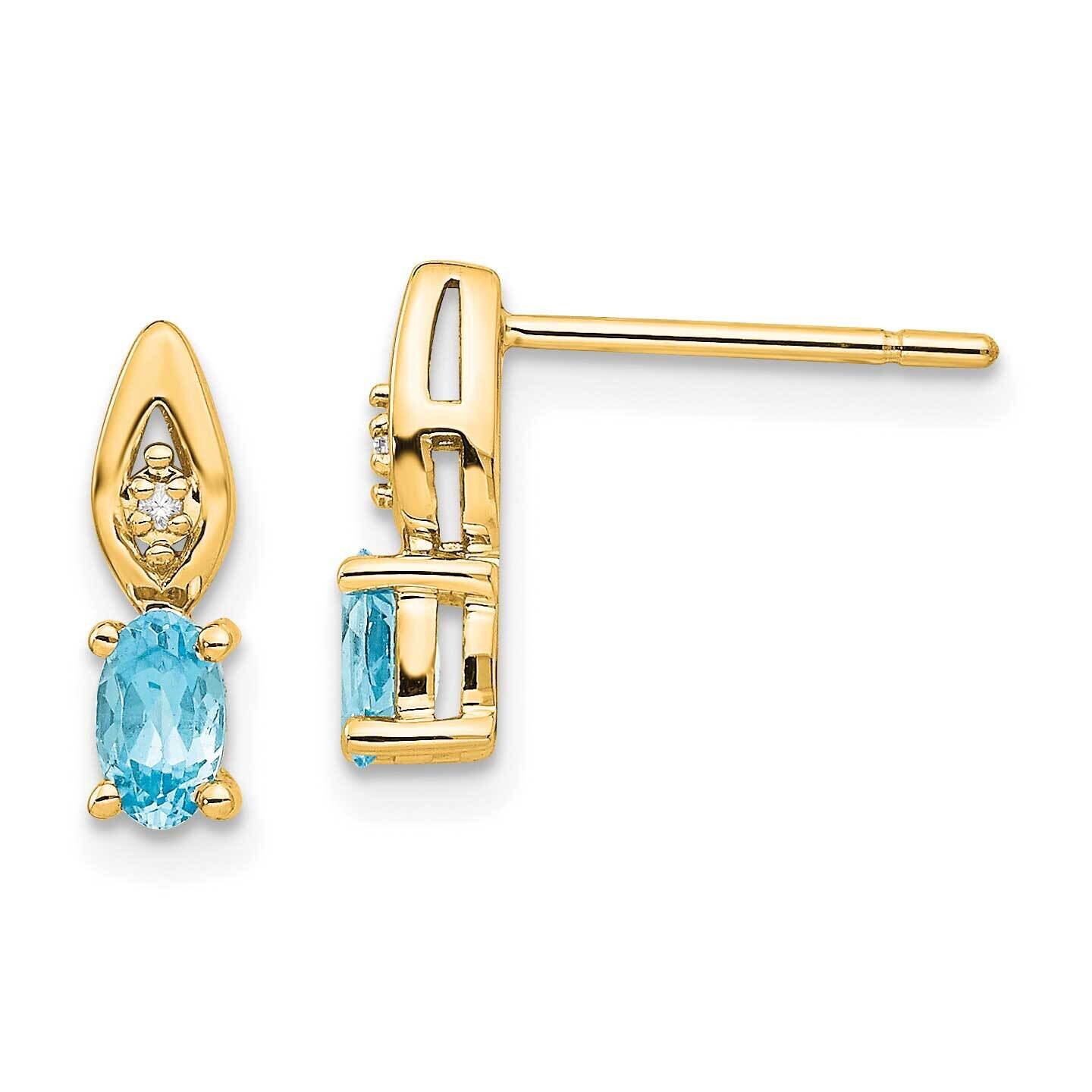 Blue Topaz Diamond Earring 14k Gold XBS614