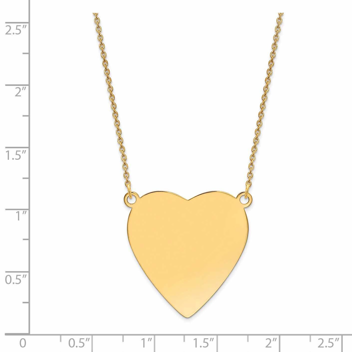 Plain .013 Gauge Heart Engravable Disc 18 Necklace 14k Gold XM629/13-18