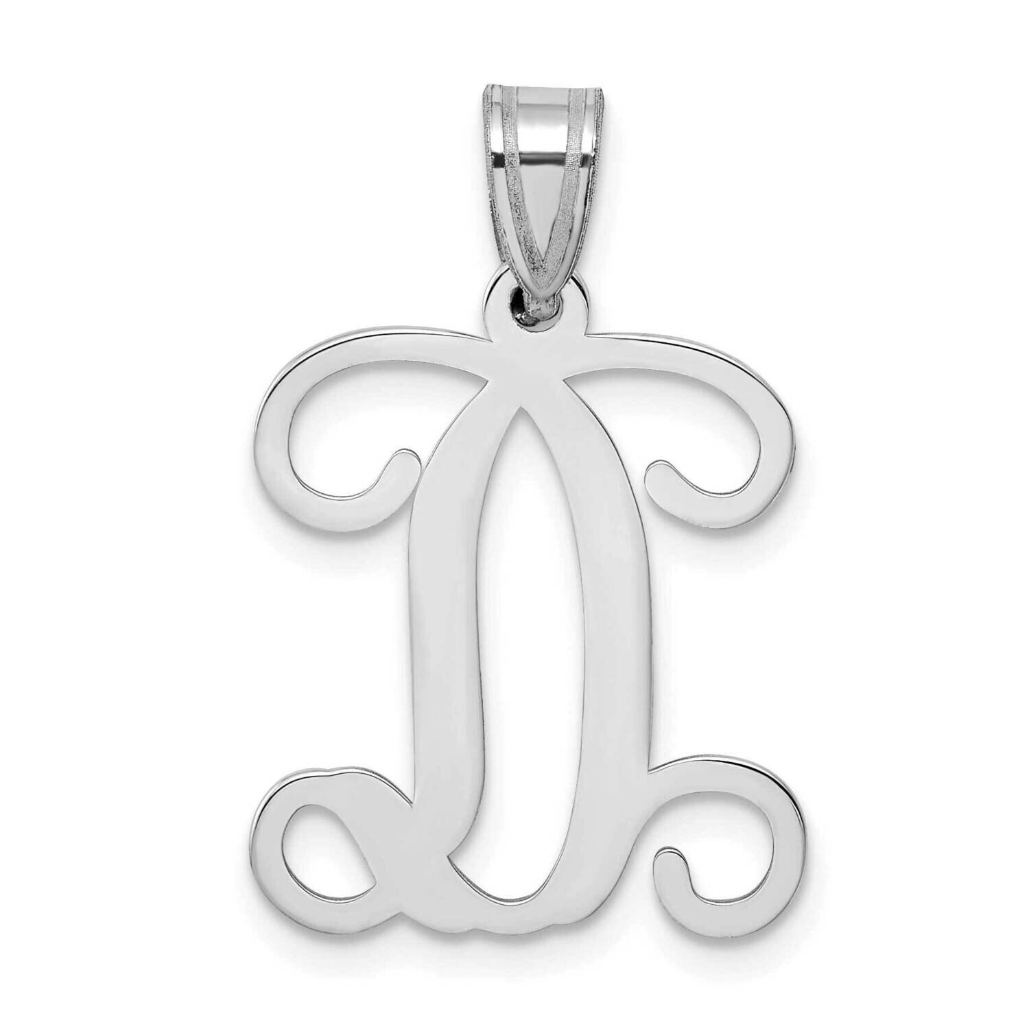 Initial Letter D Pendant 14k White Gold Casted High Polished XNA518W/D