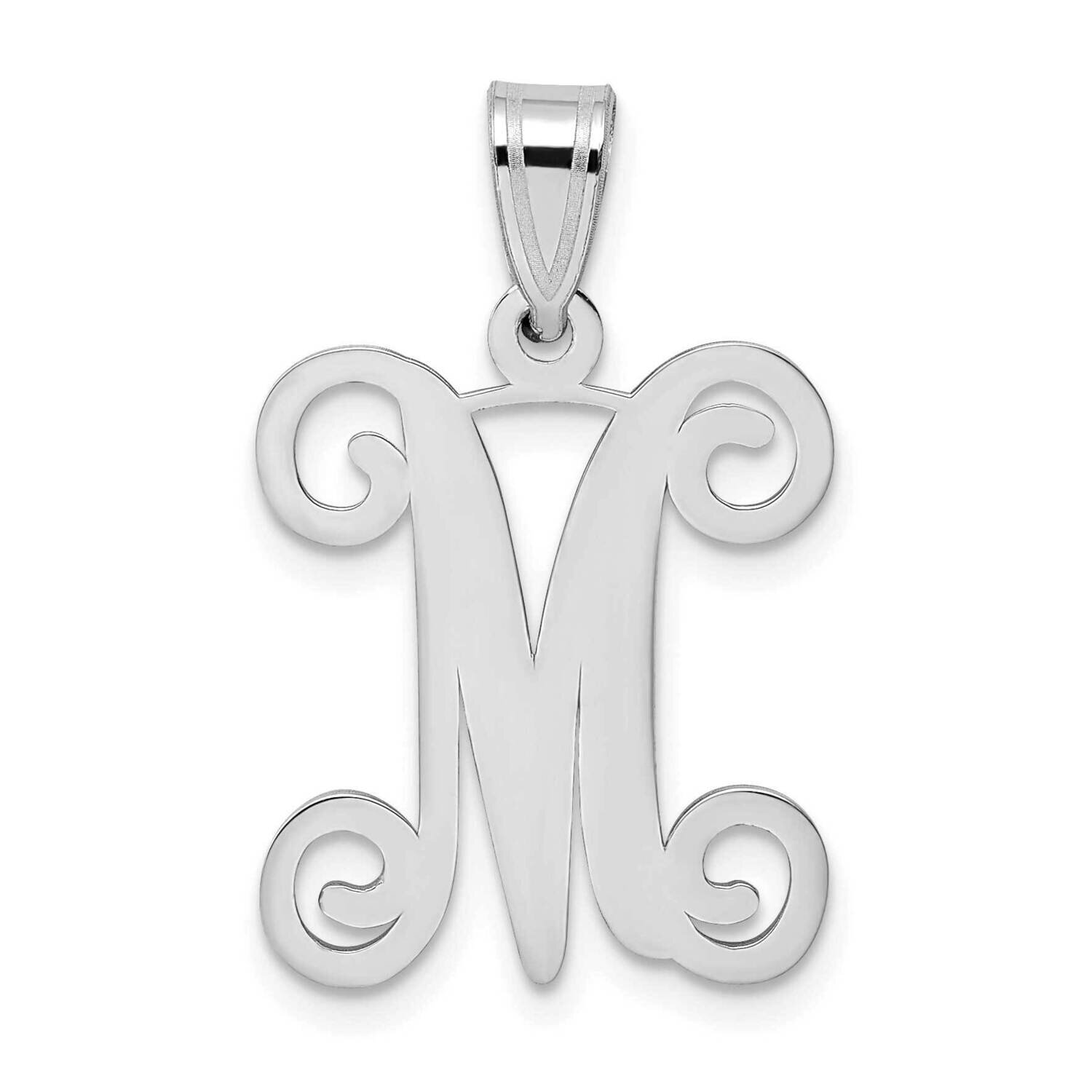 Initial Letter M Pendant 14k White Gold Casted High Polished XNA518W/M