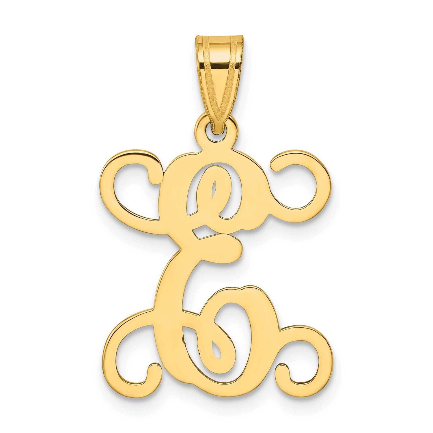 Initial Letter E Pendant 14k Gold Casted High Polished XNA518Y/E