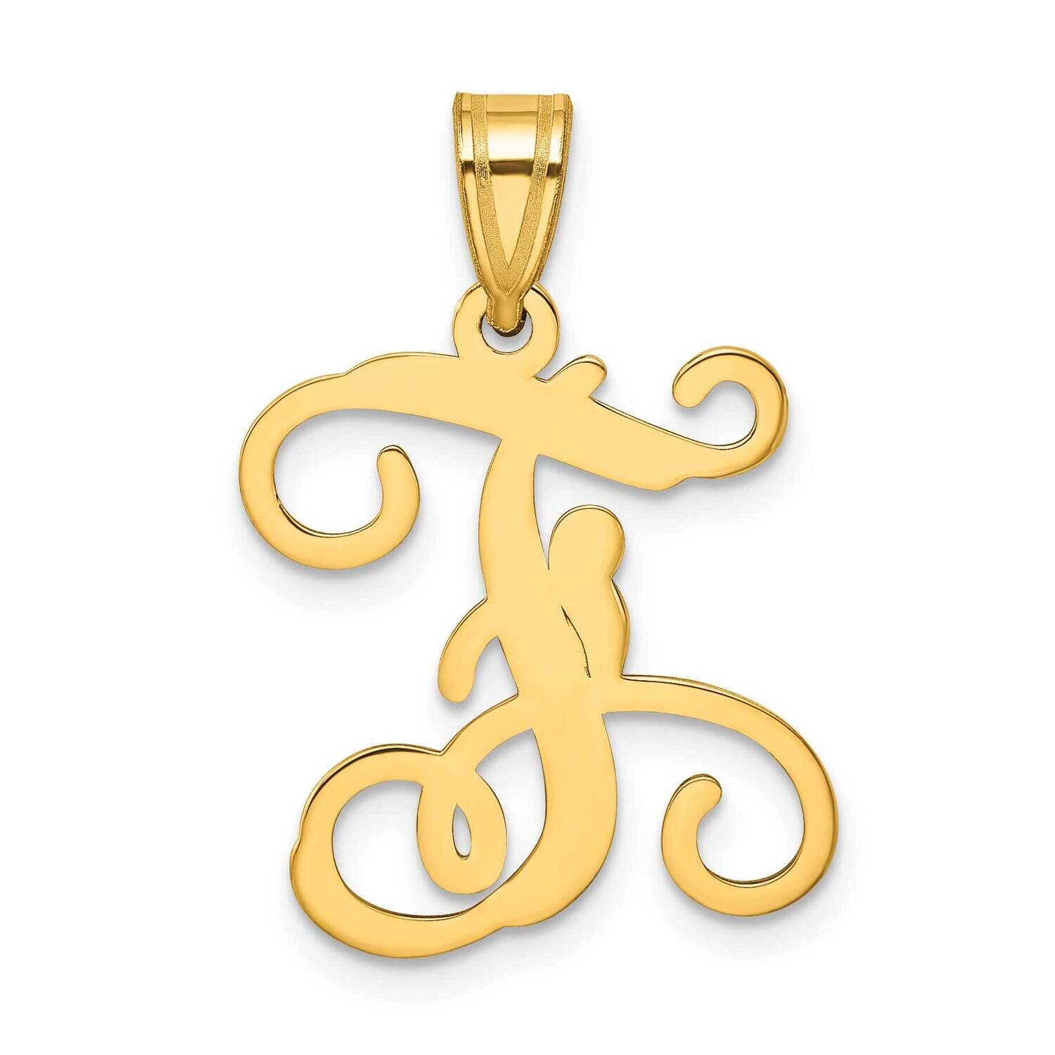 Initial Letter F Pendant 14k Gold Casted High Polished XNA518Y/F