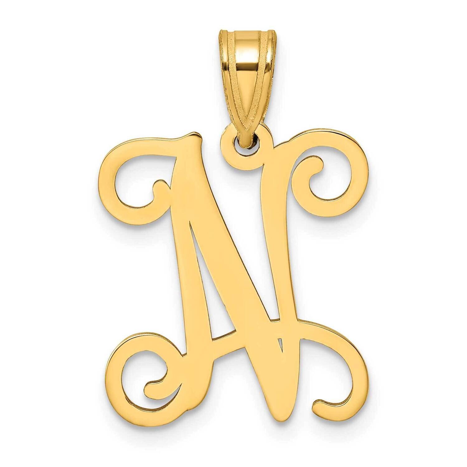 Initial Letter N Pendant 14k Gold Casted High Polished XNA518Y/N, MPN: XNA518Y/N,