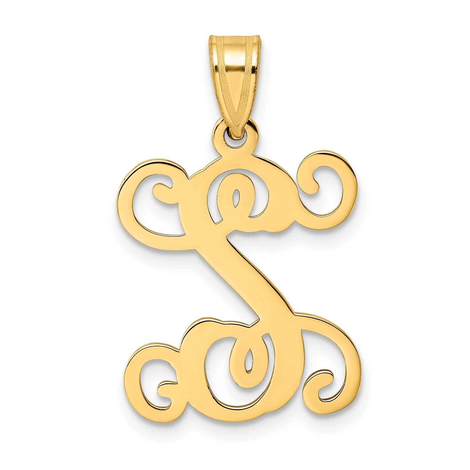 Initial Letter S Pendant 14k Gold Casted High Polished XNA518Y/S