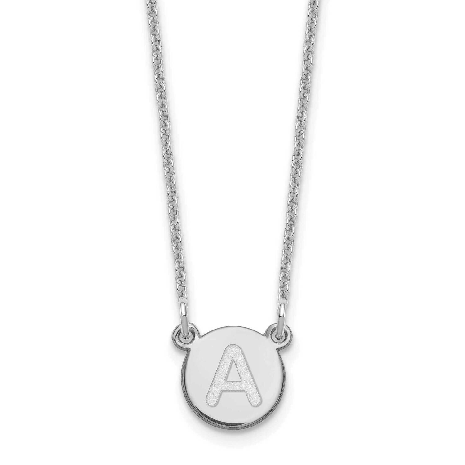Tiny Circle Block Initial Letter A Necklace 14k White Gold XNA722W/A