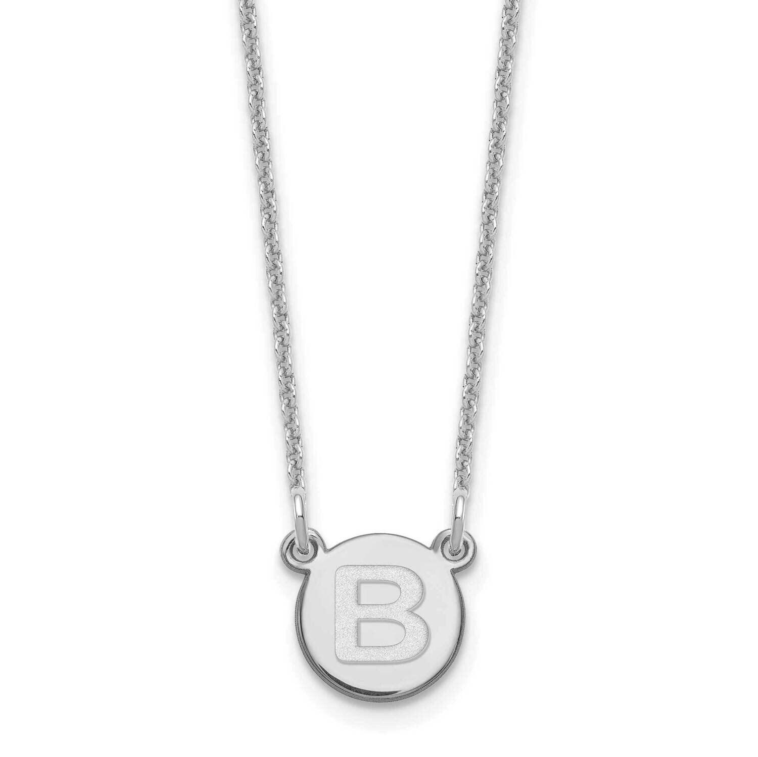 Tiny Circle Block Initial Letter B Necklace 14k White Gold XNA722W/B