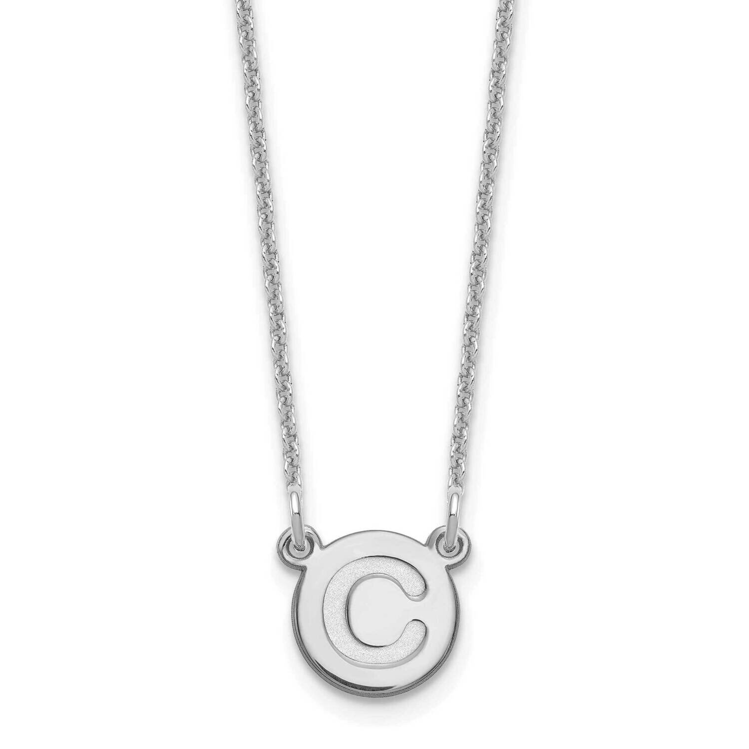 Tiny Circle Block Initial Letter C Necklace 14k White Gold XNA722W/C