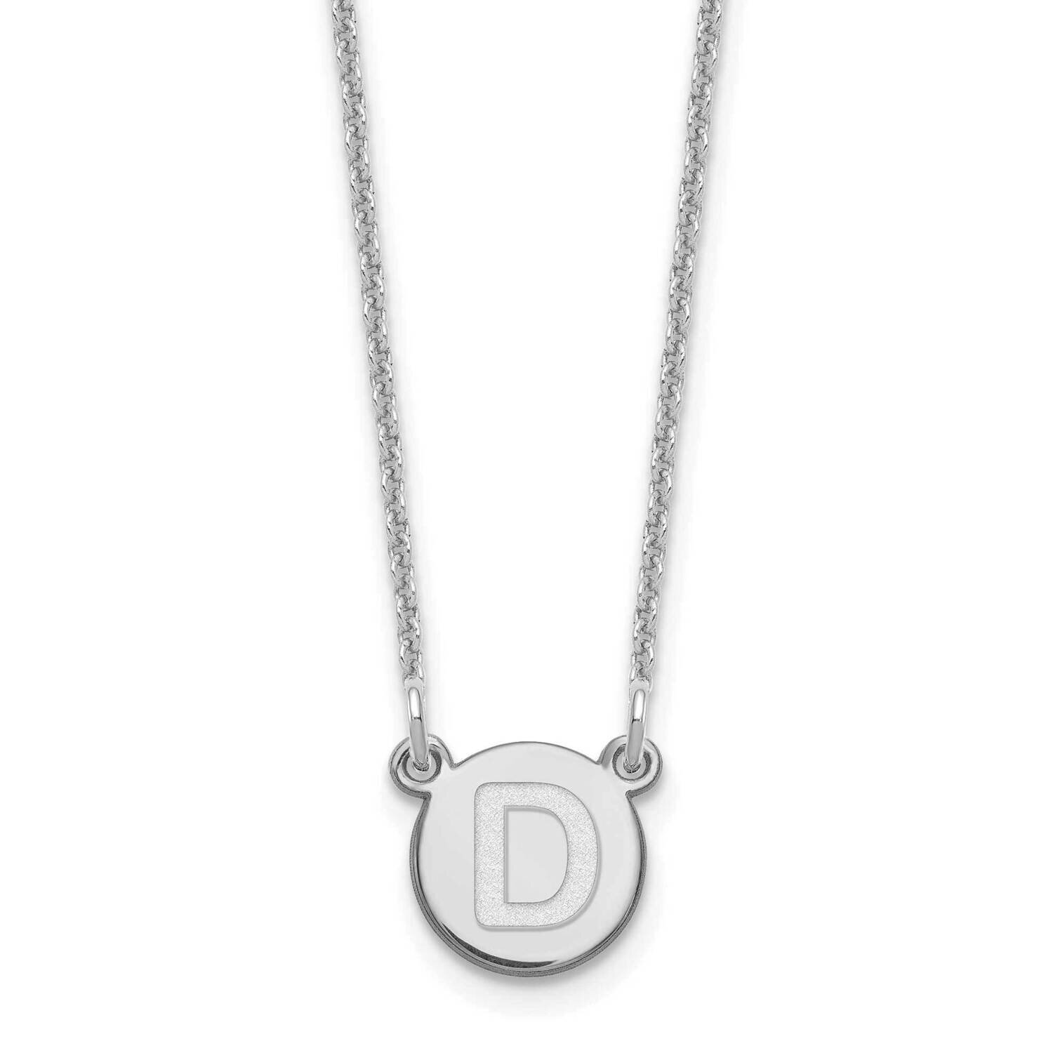 Tiny Circle Block Initial Letter D Necklace 14k White Gold XNA722W/D