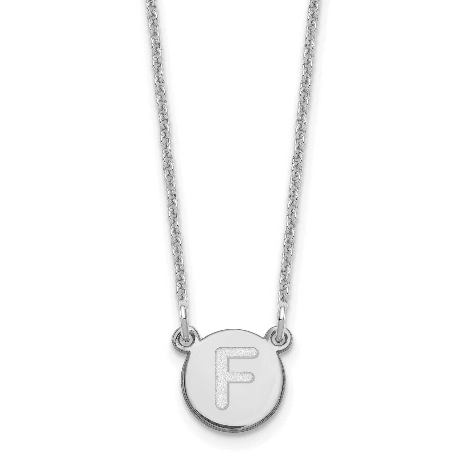 Tiny Circle Block Initial Letter F Necklace 14k White Gold XNA722W/F