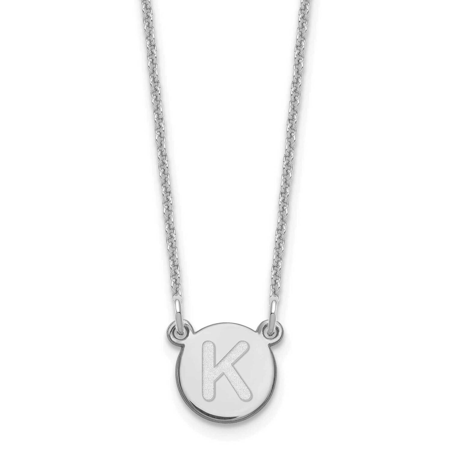 Tiny Circle Block Initial Letter K Necklace 14k White Gold XNA722W/K
