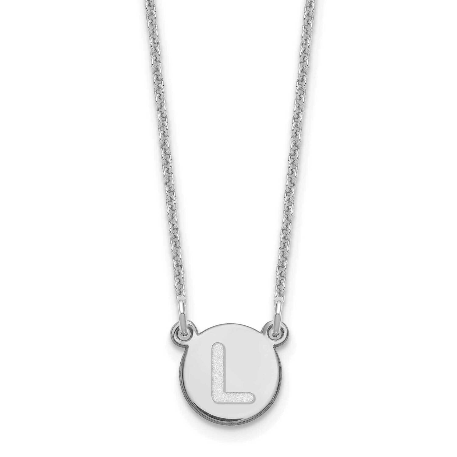 Tiny Circle Block Initial Letter L Necklace 14k White Gold XNA722W/L