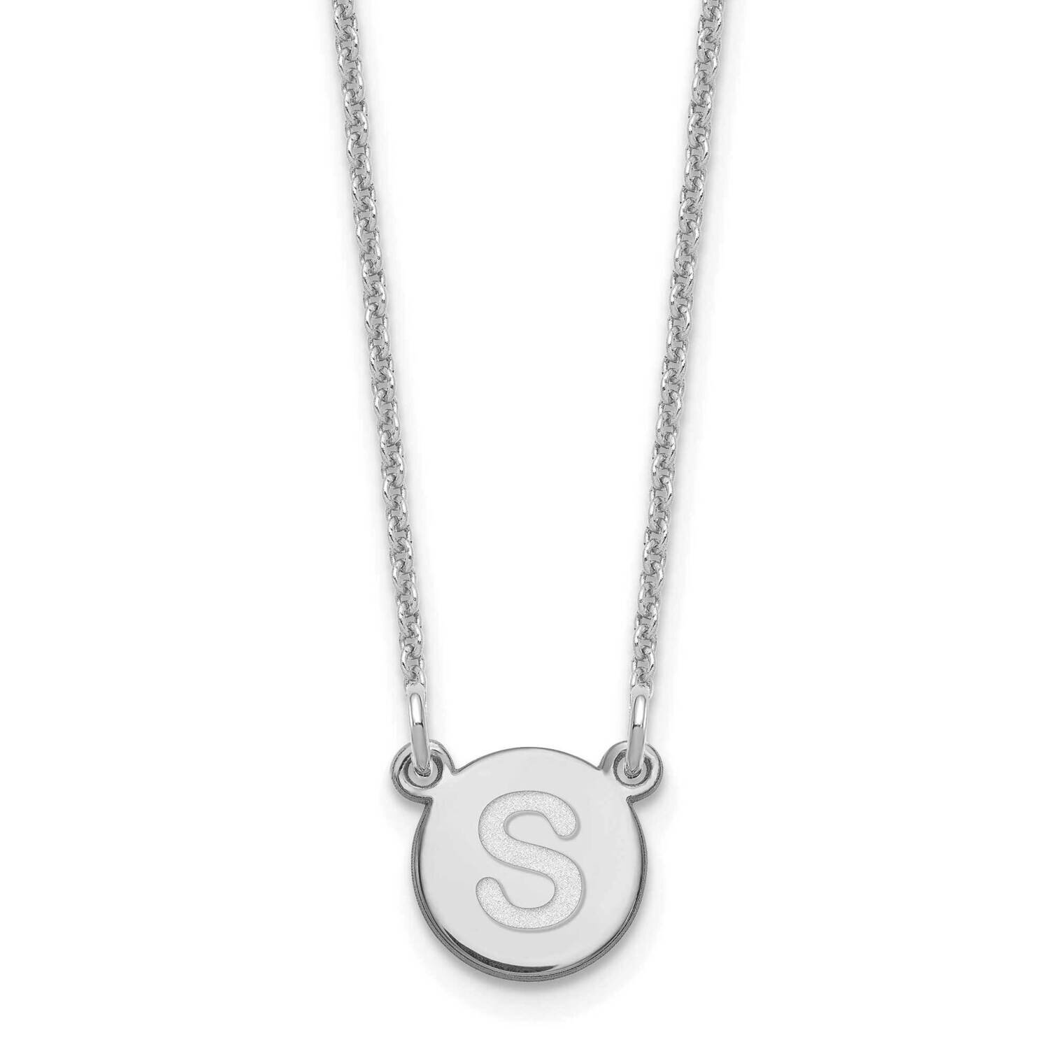 Tiny Circle Block Initial Letter S Necklace 14k White Gold XNA722W/S