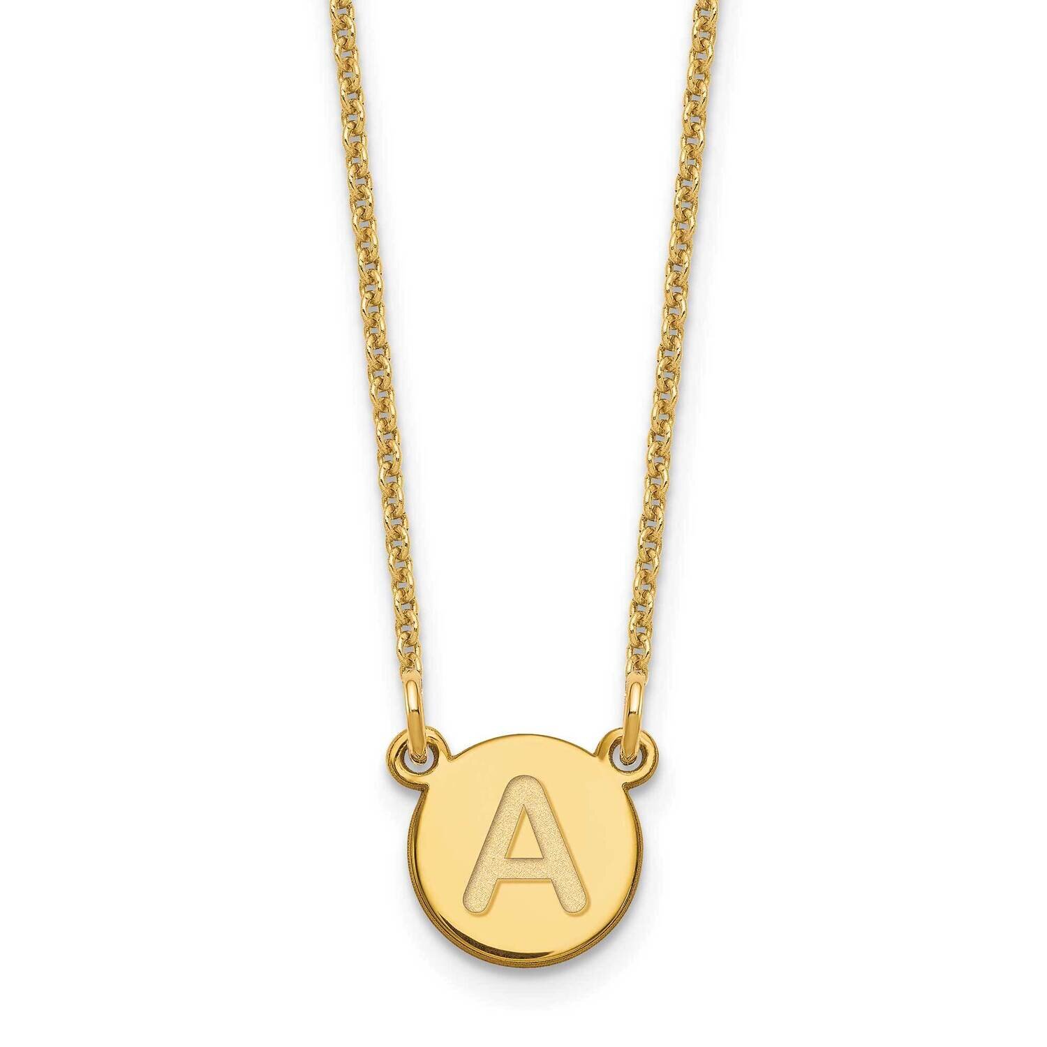Tiny Circle Block Initial Letter A Necklace 14k Gold XNA722Y/A