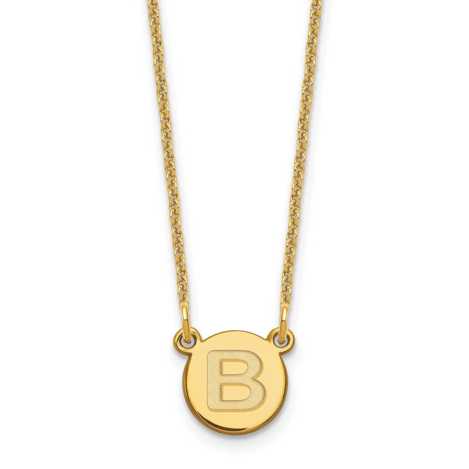 Tiny Circle Block Initial Letter B Necklace 14k Gold XNA722Y/B