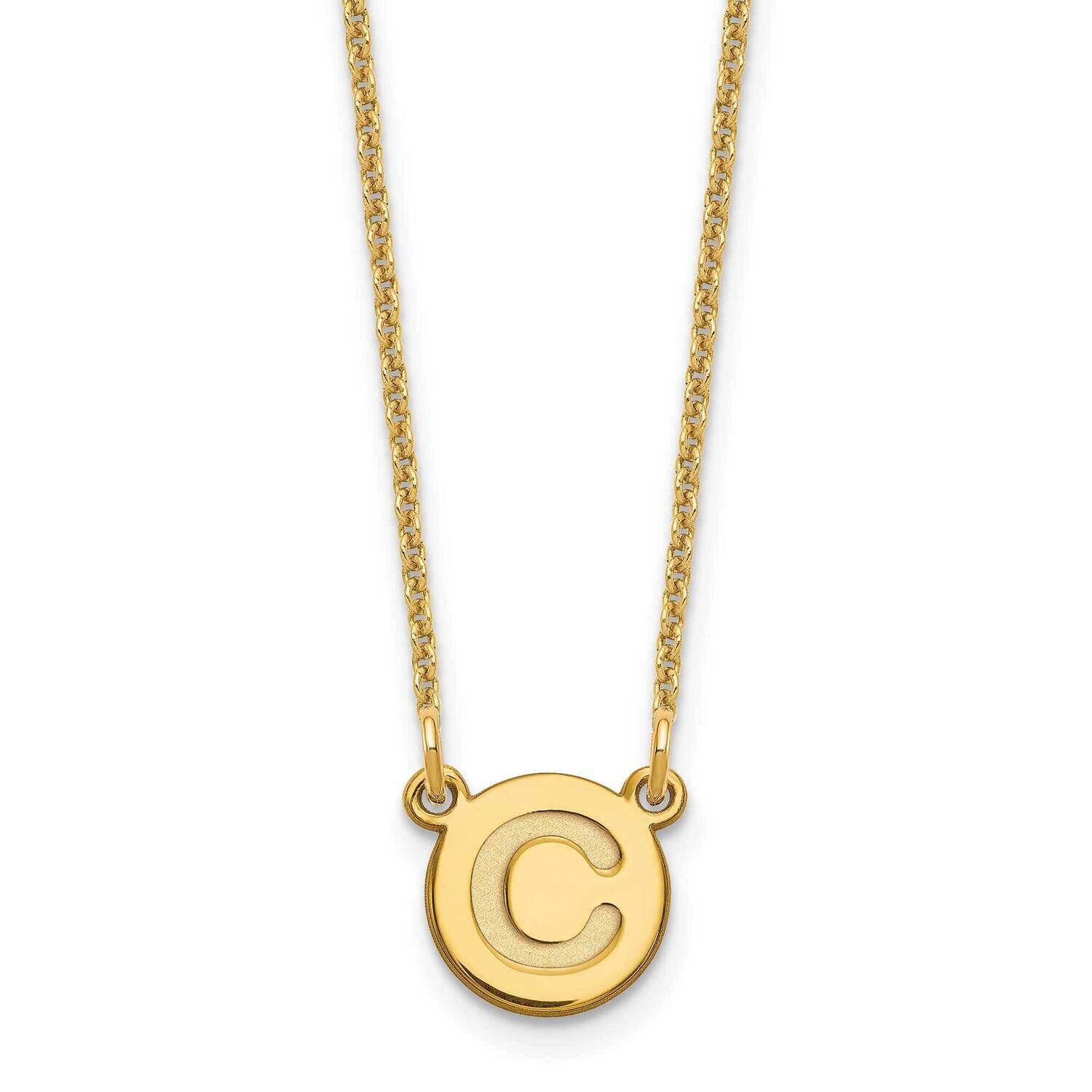 Tiny Circle Block Initial Letter C Necklace 14k Gold XNA722Y/C, MPN: XNA722Y/C, 196904087626