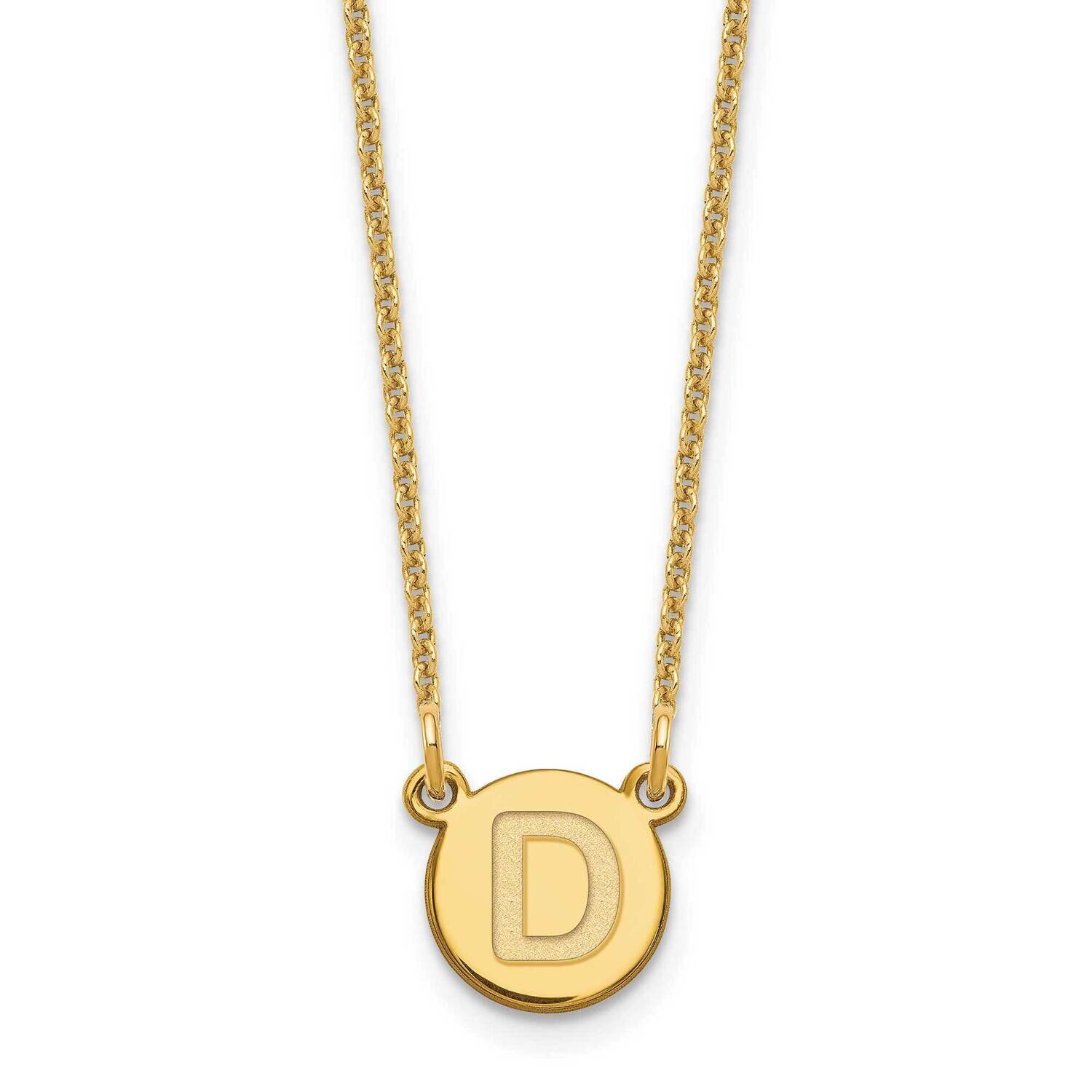 Tiny Circle Block Initial Letter D Necklace 14k Gold XNA722Y/D