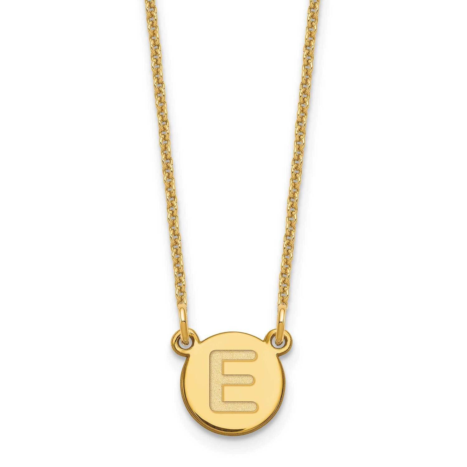 Tiny Circle Block Initial Letter E Necklace 14k Gold XNA722Y/E