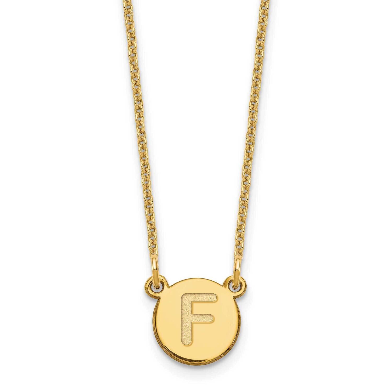 Tiny Circle Block Initial Letter F Necklace 14k Gold XNA722Y/F