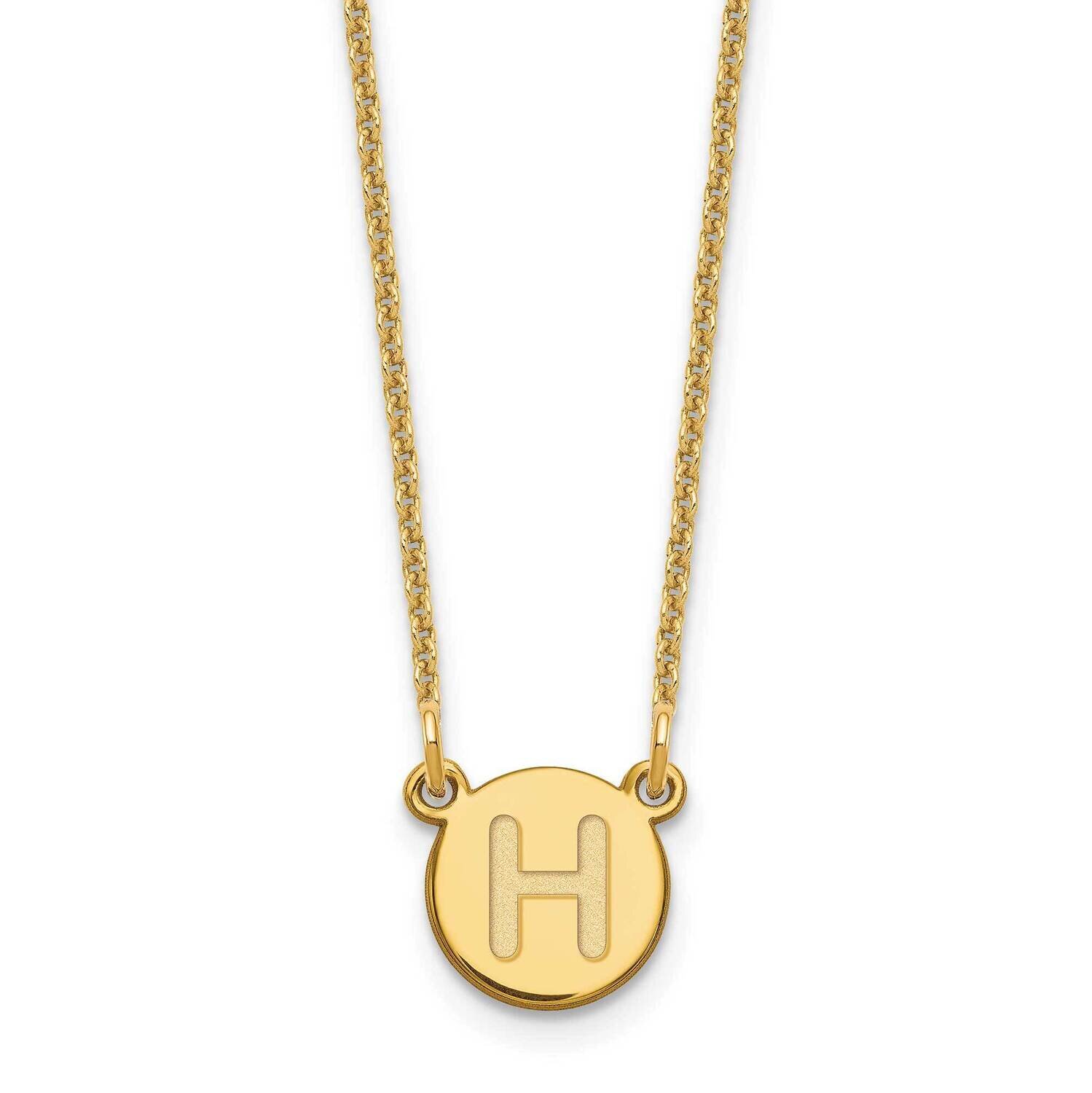 Tiny Circle Block Initial Letter H Necklace 14k Gold XNA722Y/H