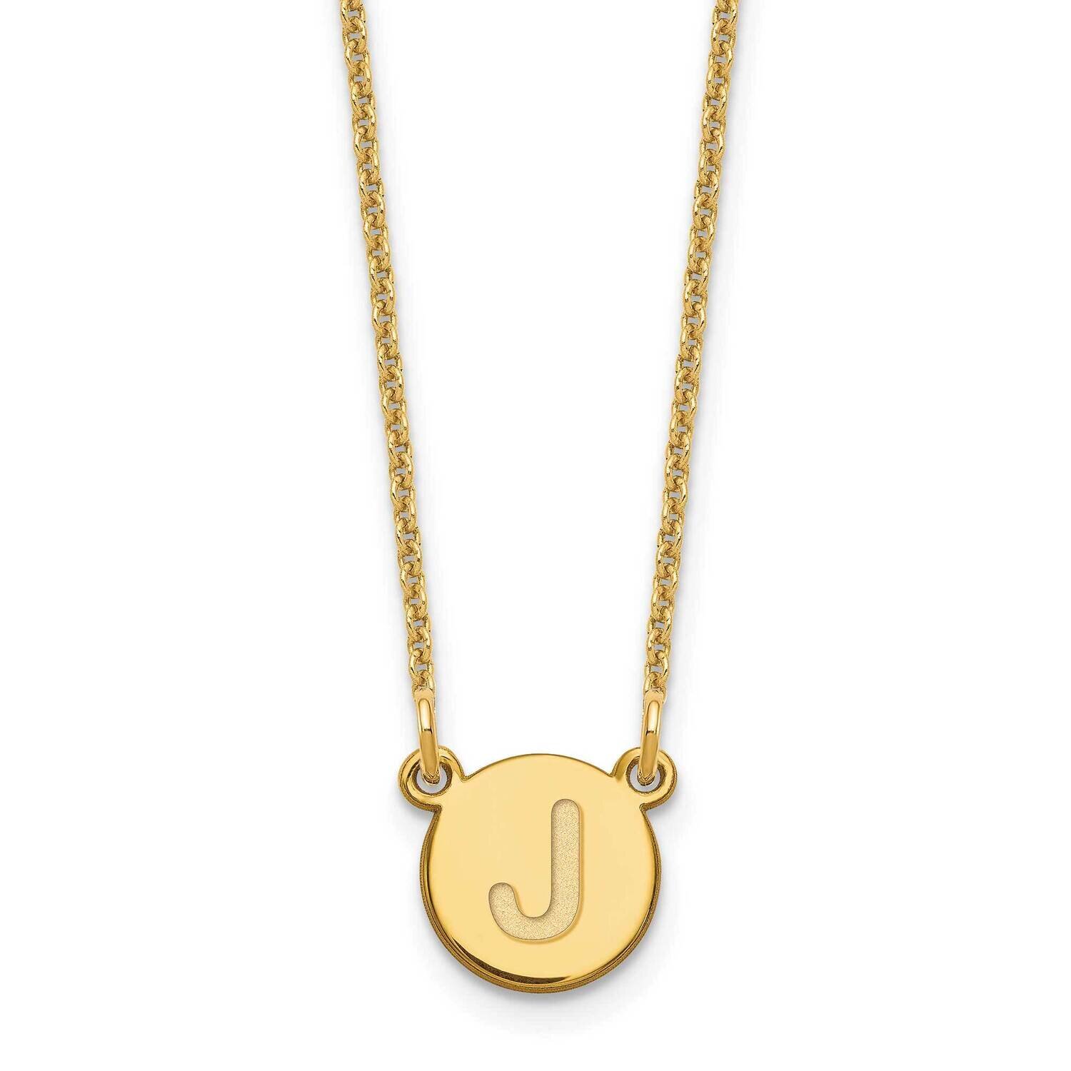 Tiny Circle Block Initial Letter J Necklace 14k Gold XNA722Y/J