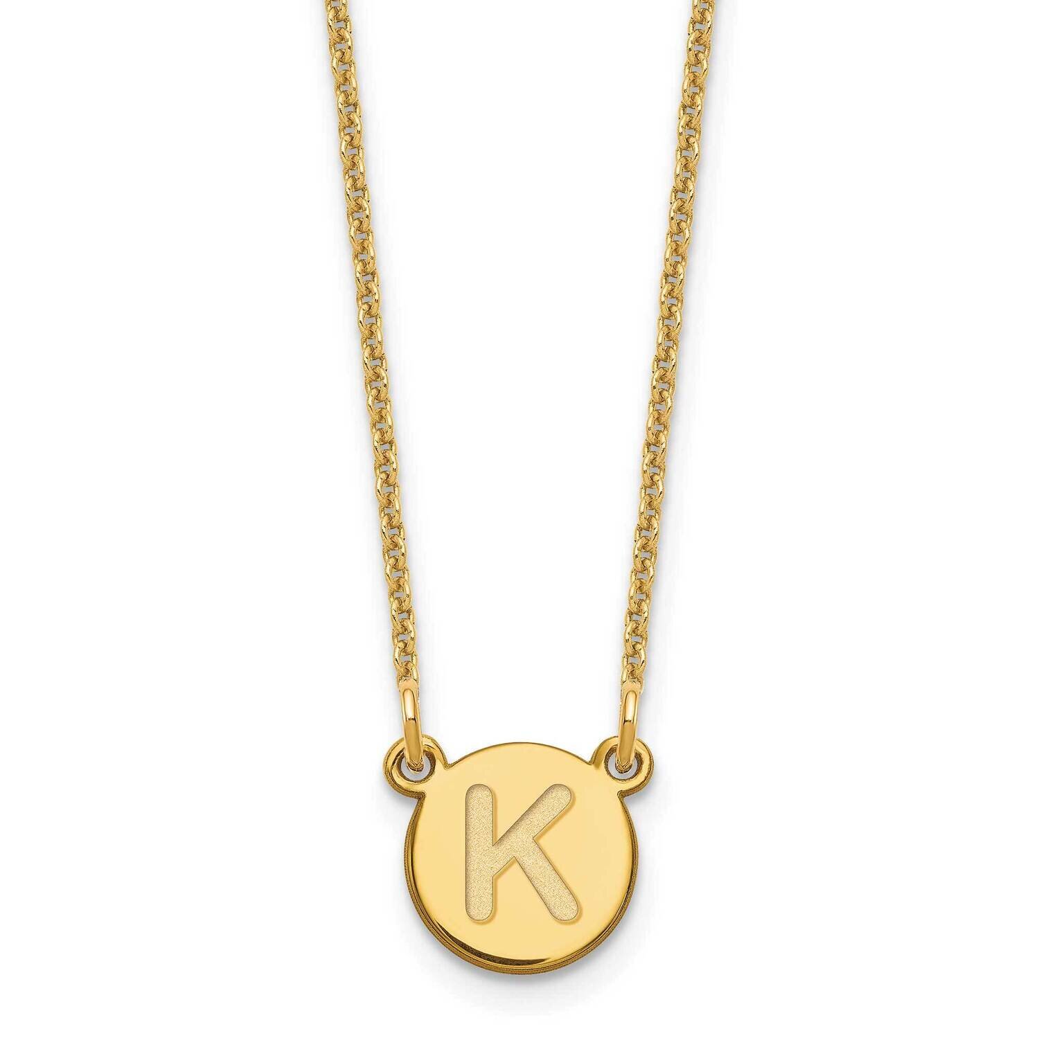 Tiny Circle Block Initial Letter K Necklace 14k Gold XNA722Y/K