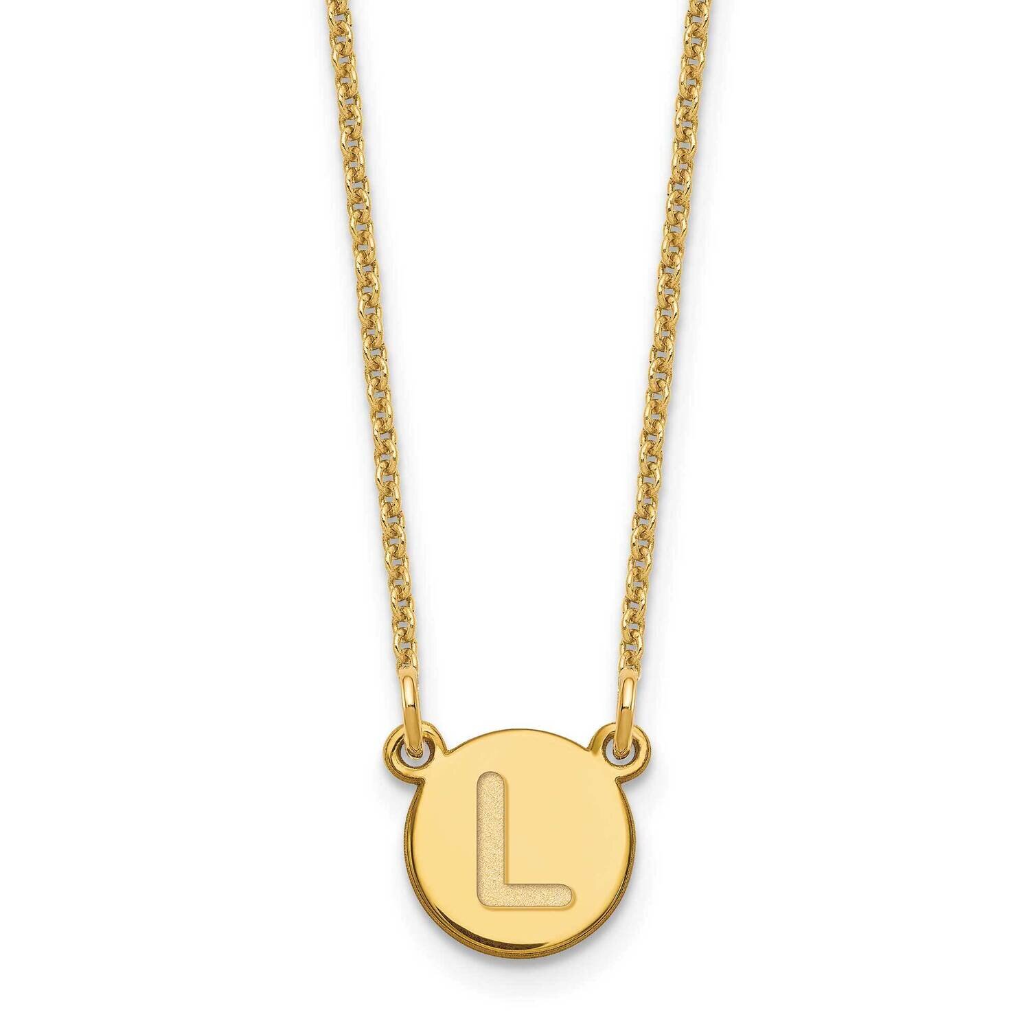 Tiny Circle Block Initial Letter L Necklace 14k Gold XNA722Y/L