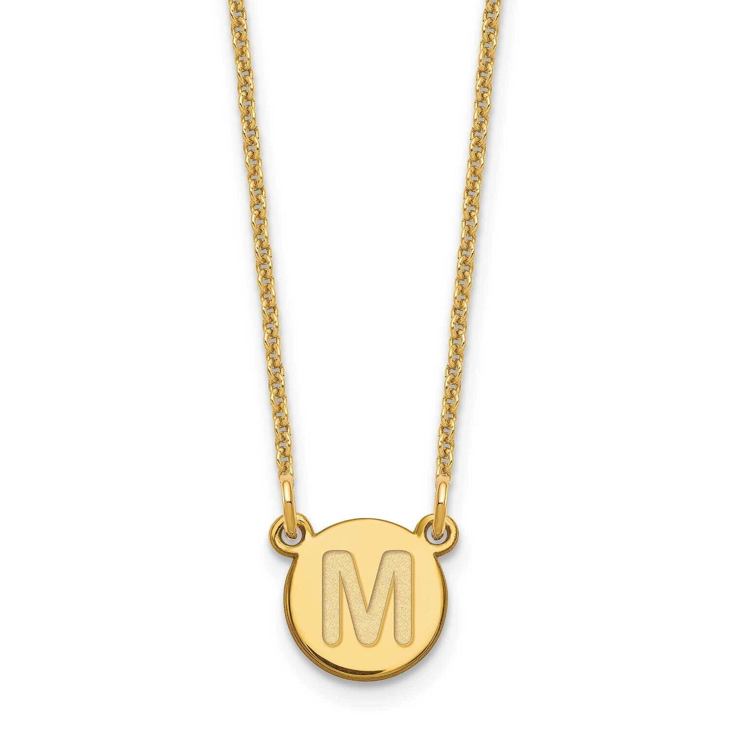 Tiny Circle Block Initial Letter M Necklace 14k Gold XNA722Y/M