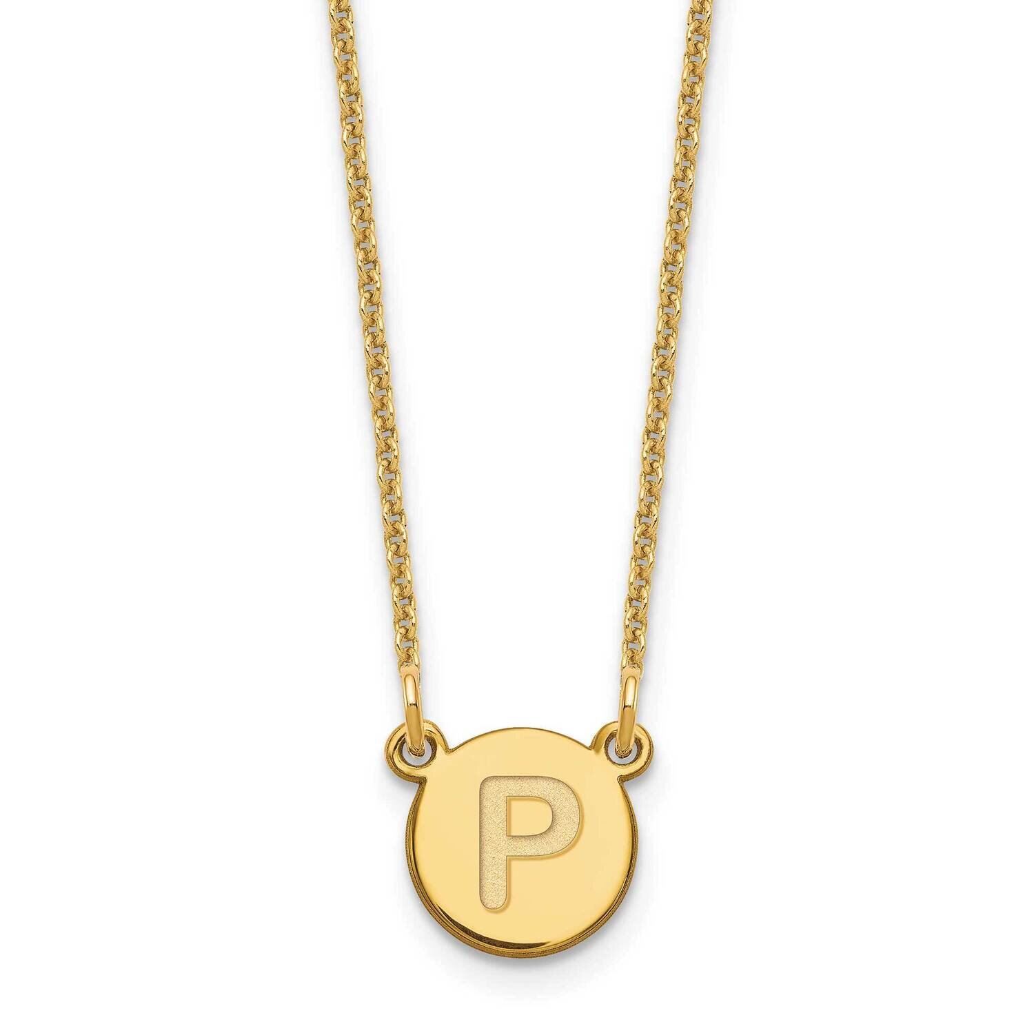 Tiny Circle Block Initial Letter P Necklace 14k Gold XNA722Y/P
