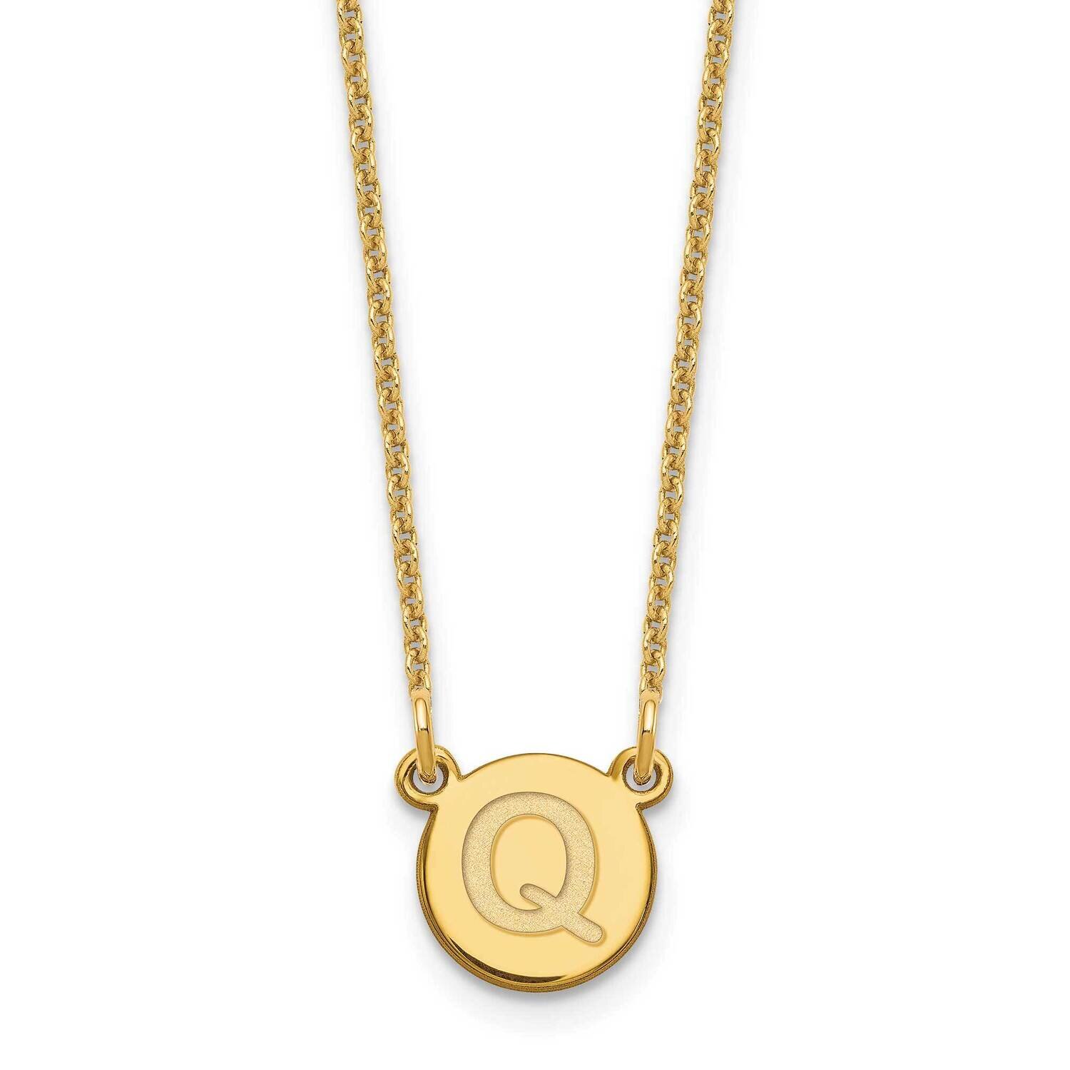 Tiny Circle Block Initial Letter Q Necklace 14k Gold XNA722Y/Q