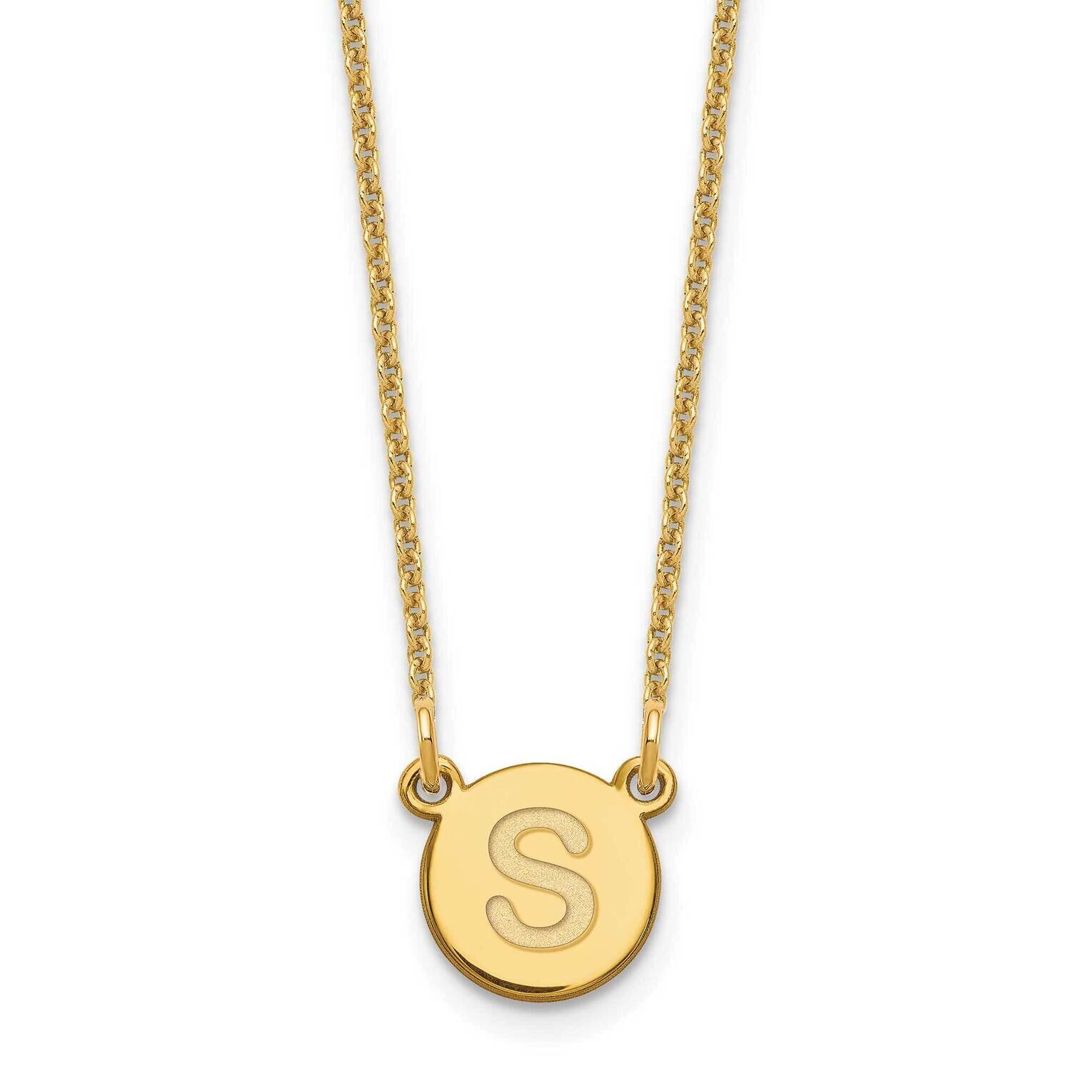 Tiny Circle Block Initial Letter S Necklace 14k Gold XNA722Y/S