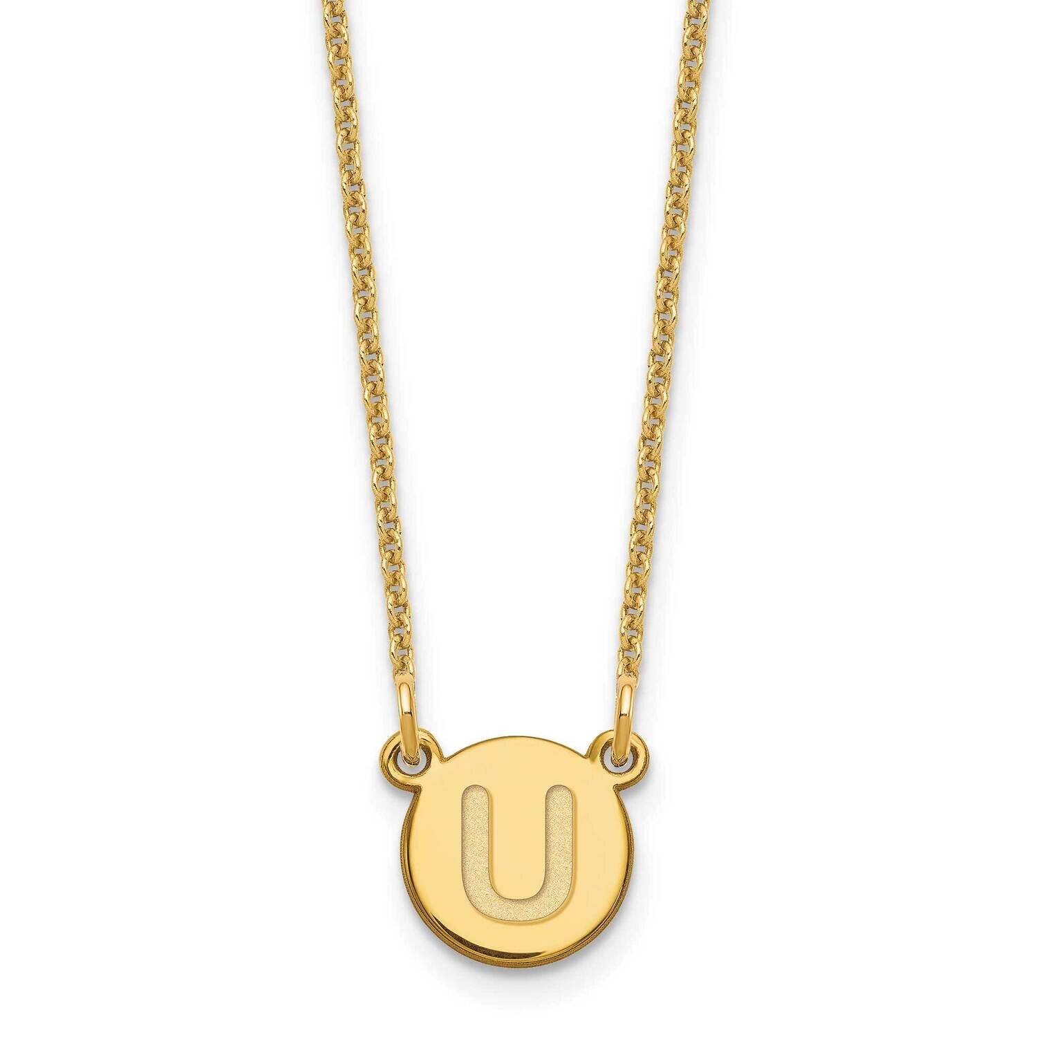 Tiny Circle Block Initial Letter U Necklace 14k Gold XNA722Y/U, MPN: XNA722Y/U, 196904089965