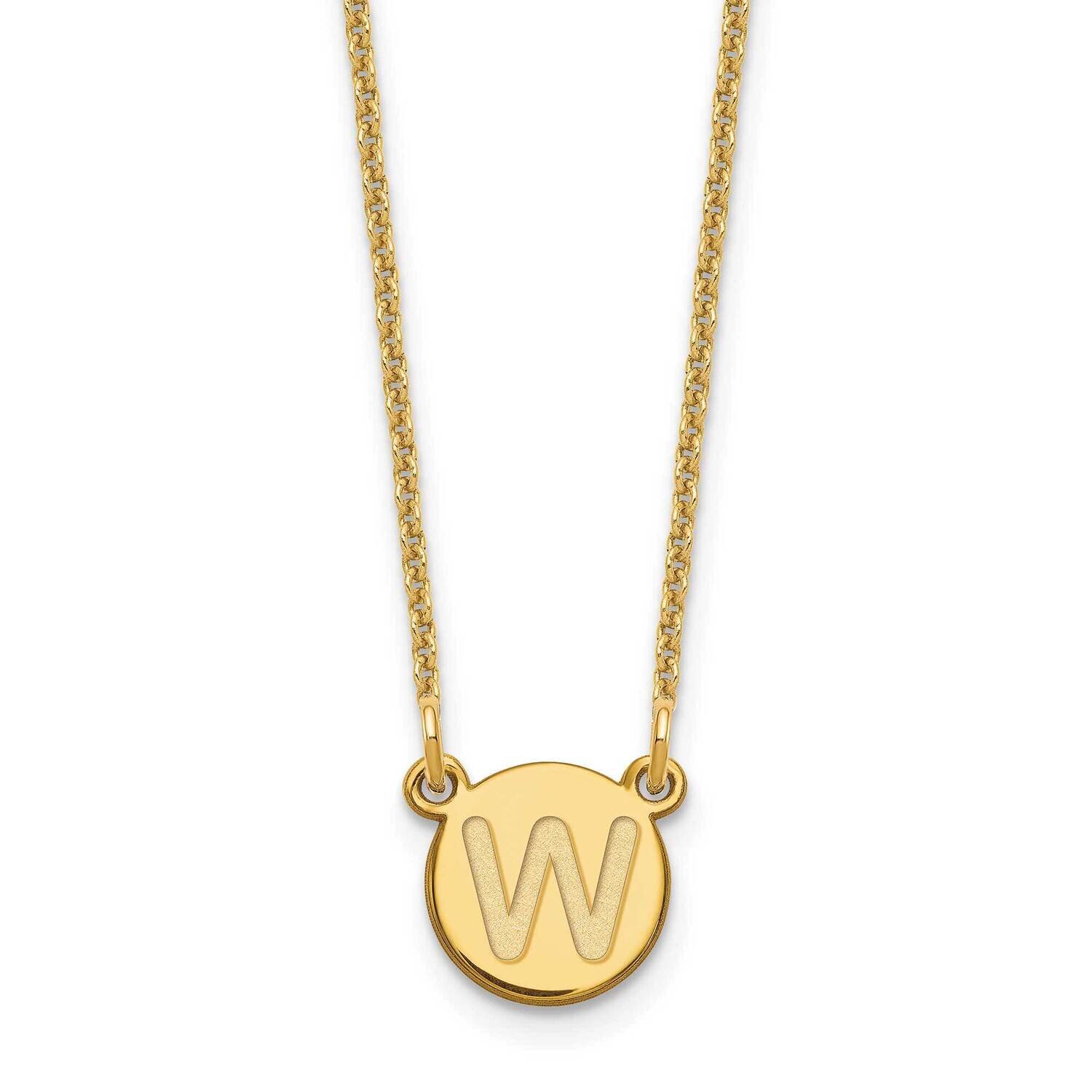 Tiny Circle Block Initial Letter W Necklace 14k Gold XNA722Y/W