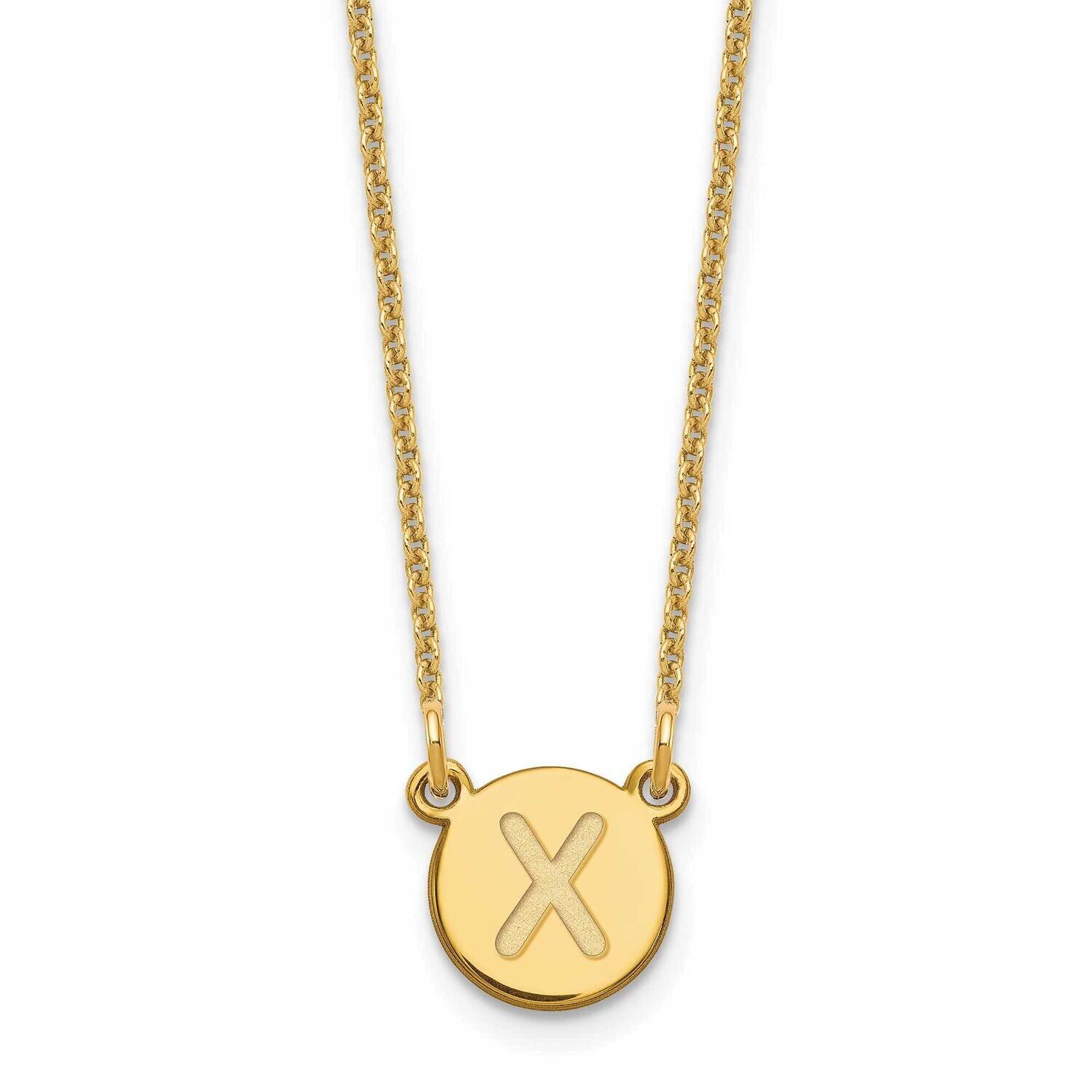 Tiny Circle Block Initial Letter X Necklace 14k Gold XNA722Y/X, MPN: XNA722Y/X, 196904089958