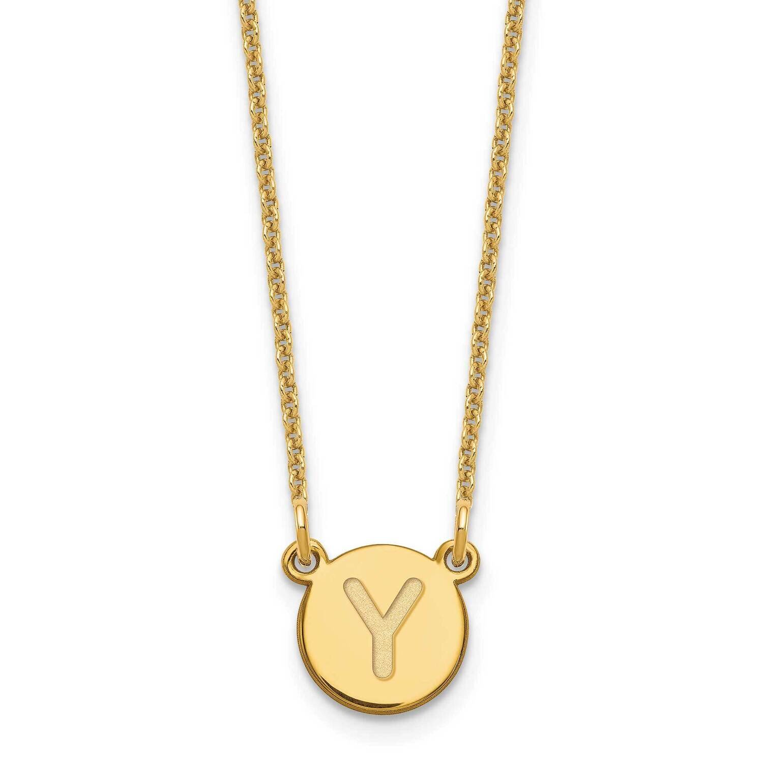 Tiny Circle Block Initial Letter Y Necklace 14k Gold XNA722Y/Y, MPN: XNA722Y/Y,